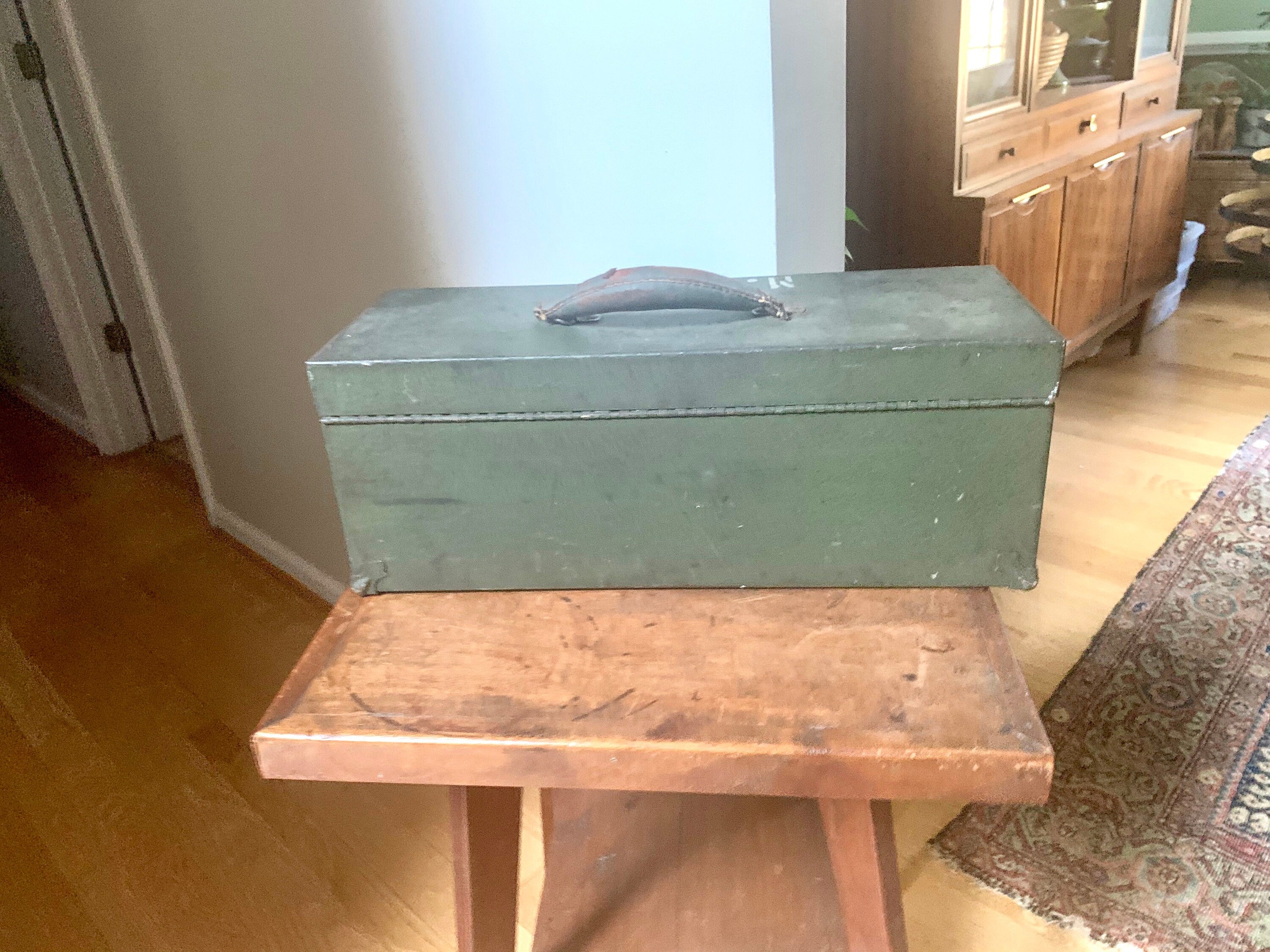 Military Kennedy Kits Tool Box | Vintage Green Military Toolbox | Rustic Storage Box | Distressed Metal Tool Box | Heavy Duty Utility Box | Toolbox