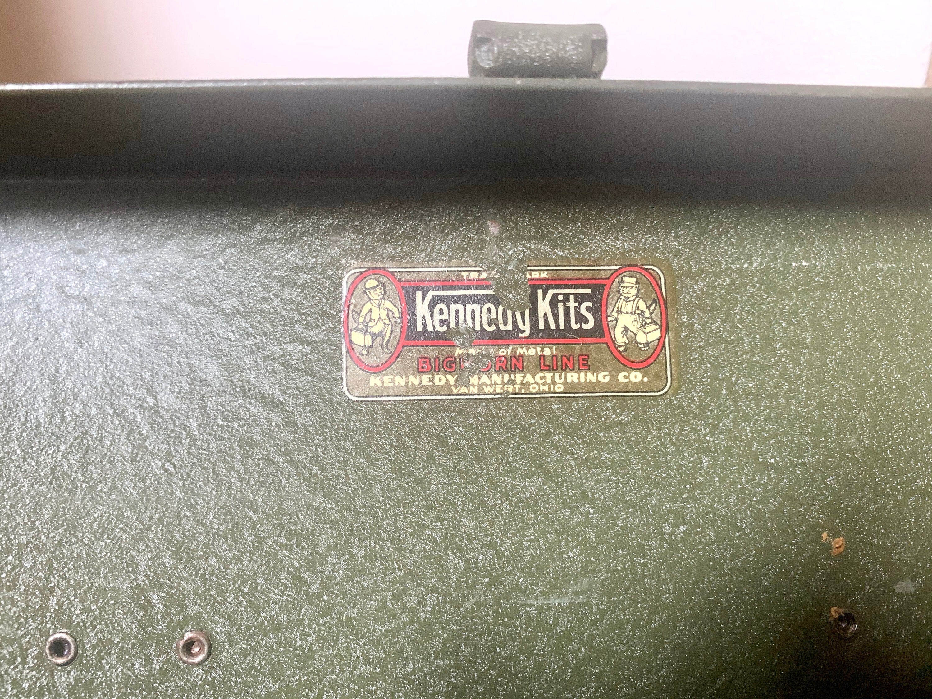 Military Kennedy Kits Tool Box | Vintage Green Military Toolbox | Rustic Storage Box | Distressed Metal Tool Box | Heavy Duty Utility Box | Toolbox