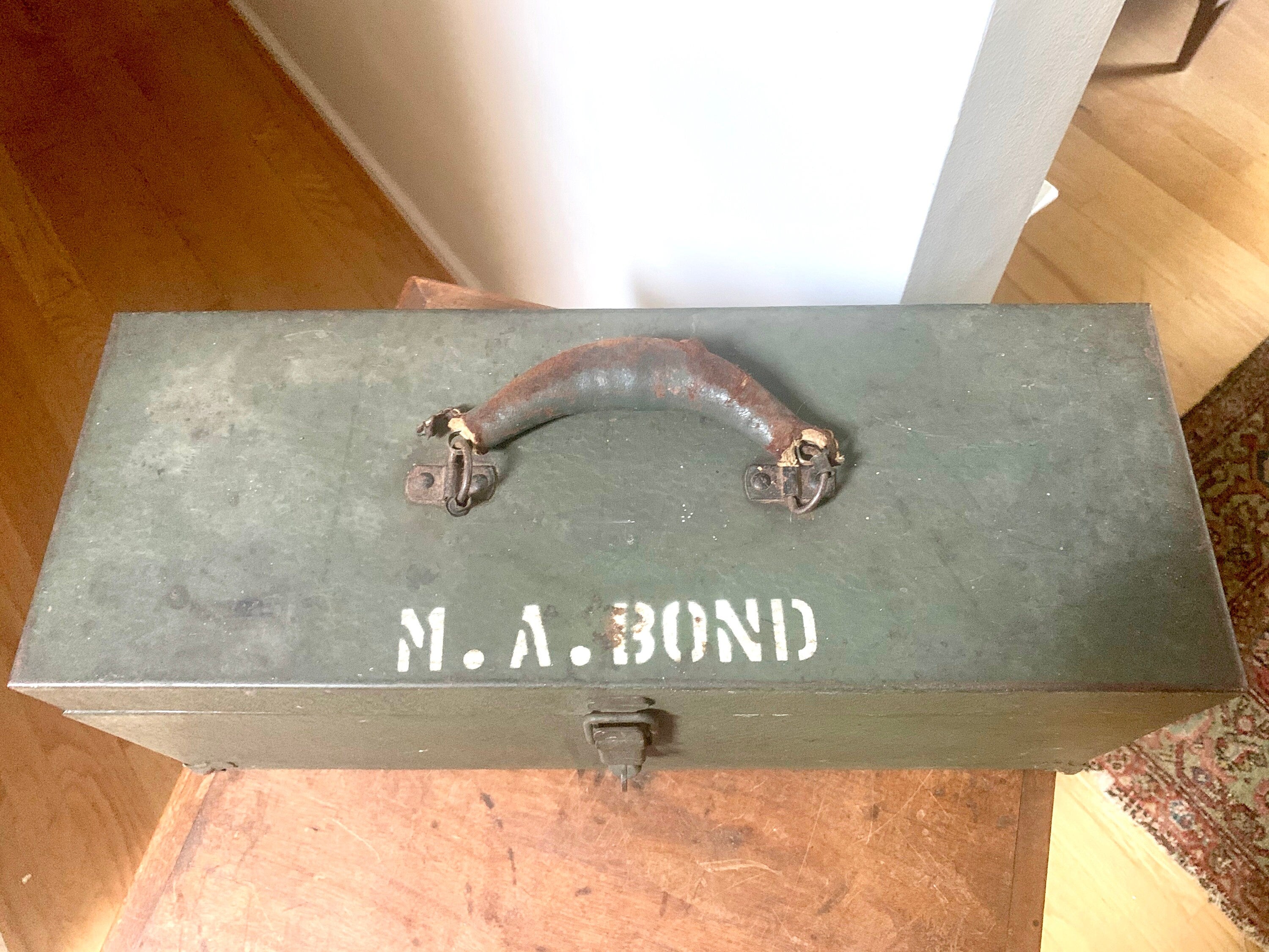 Military Kennedy Kits Tool Box | Vintage Green Military Toolbox | Rustic Storage Box | Distressed Metal Tool Box | Heavy Duty Utility Box | Toolbox