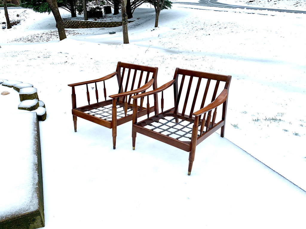Mid Century Modern Lounge Chairs | Danish Modern Chairs | MCM Lounge Chairs | Walnut Arm Chairs | MCM Armchairs