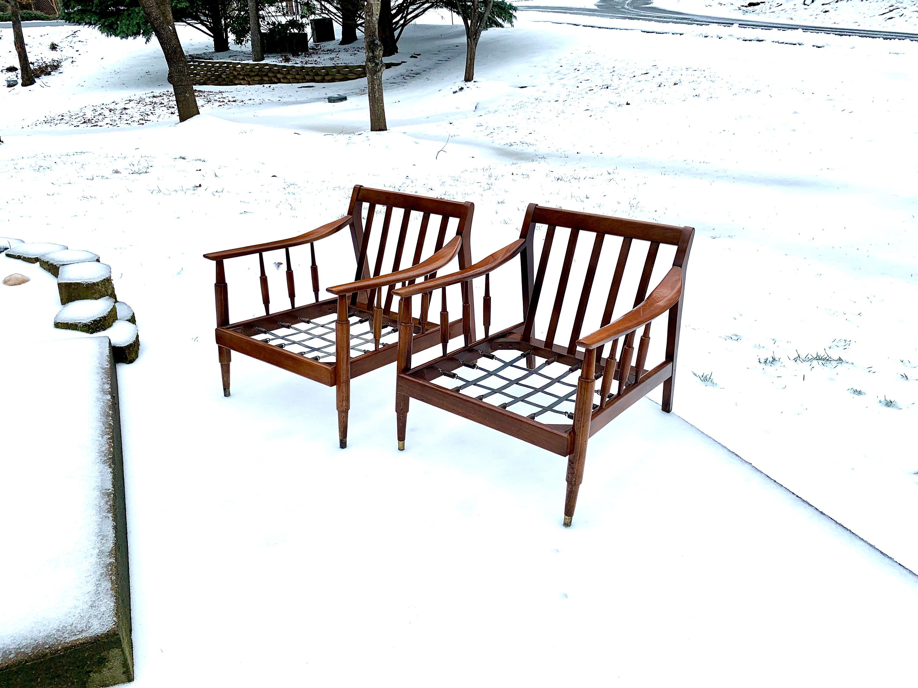 Mid Century Modern Lounge Chairs | Danish Modern Chairs | MCM Lounge Chairs | Walnut Arm Chairs | MCM Armchairs