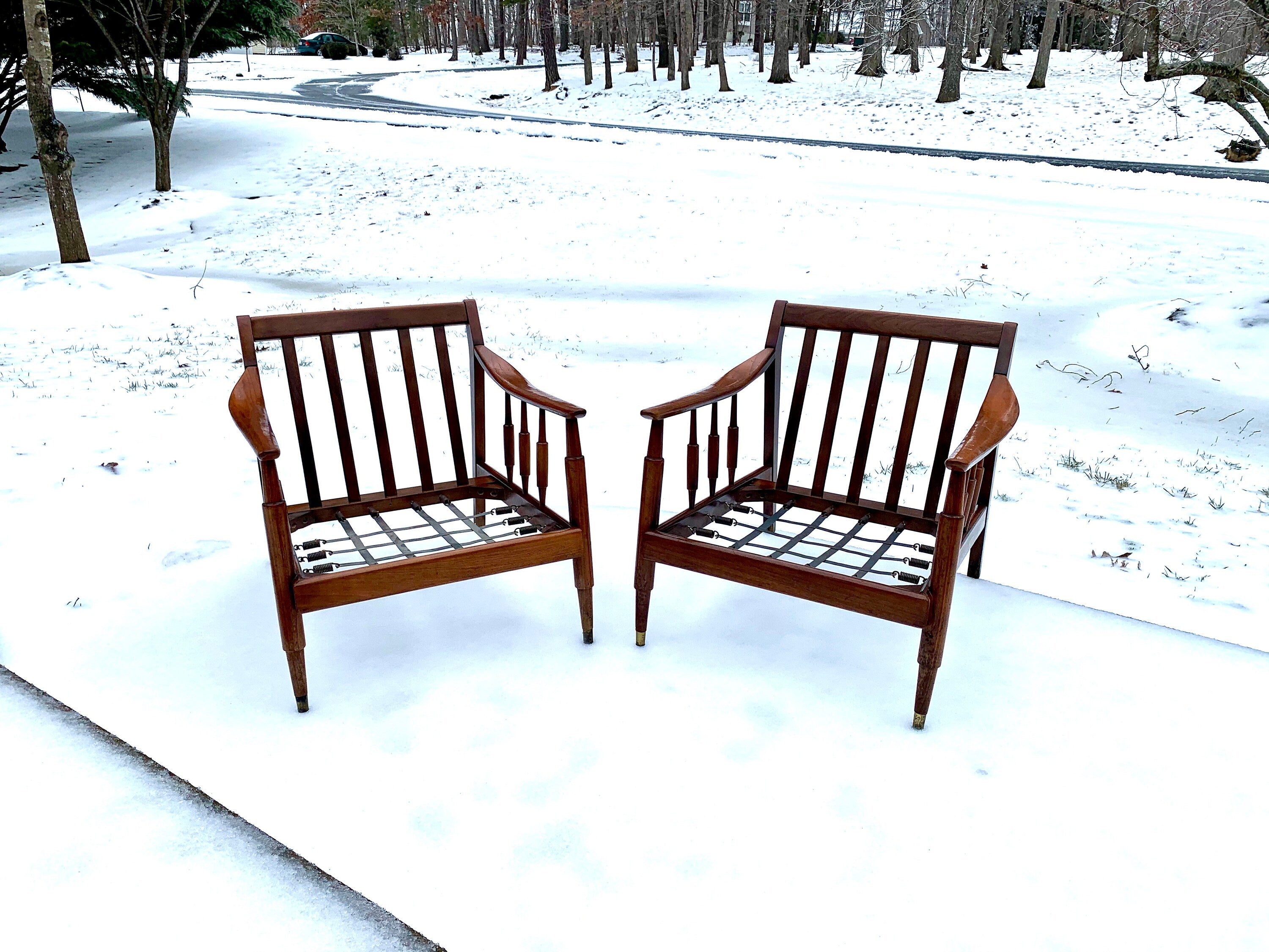 Mid Century Modern Lounge Chairs | Danish Modern Chairs | MCM Lounge Chairs | Walnut Arm Chairs | MCM Armchairs