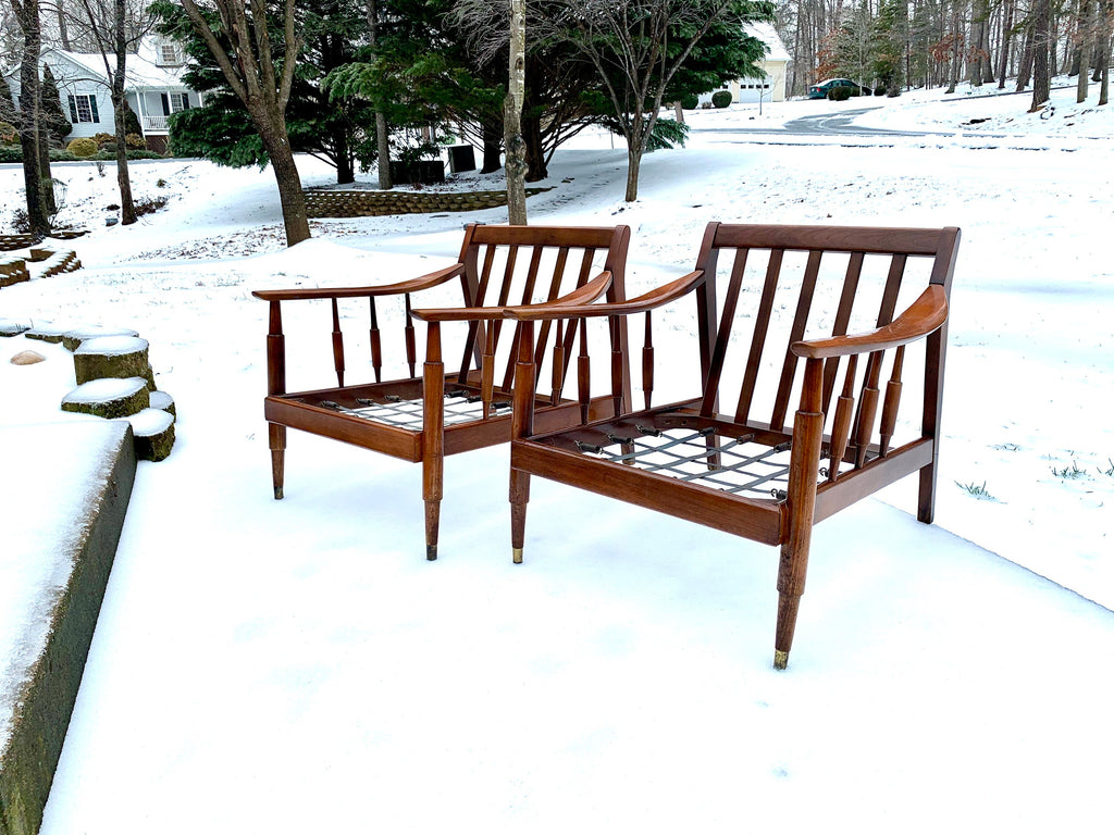 Mid Century Modern Lounge Chairs | Danish Modern Chairs | MCM Lounge Chairs | Walnut Arm Chairs | MCM Armchairs