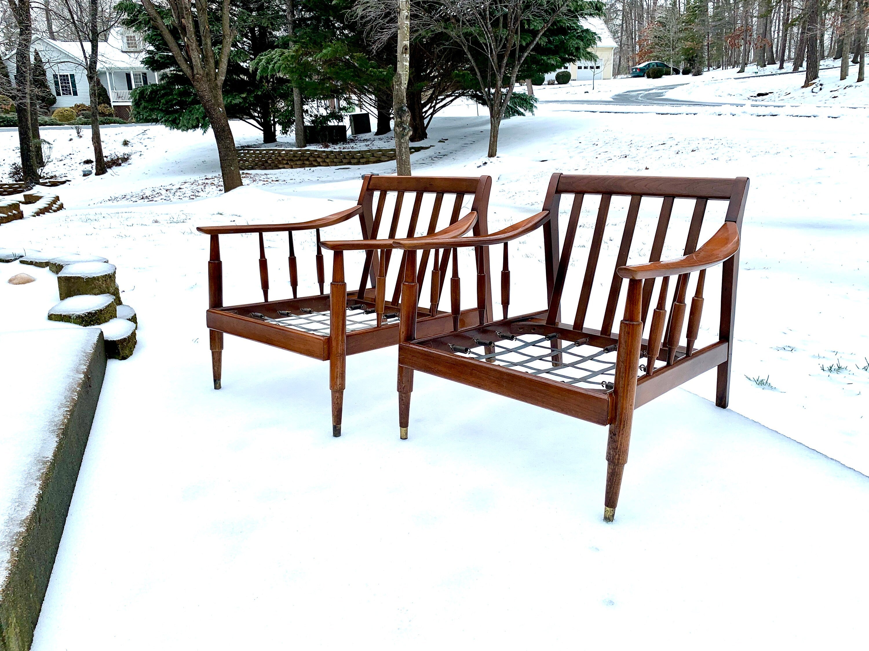 Mid Century Modern Lounge Chairs | Danish Modern Chairs | MCM Lounge Chairs | Walnut Arm Chairs | MCM Armchairs