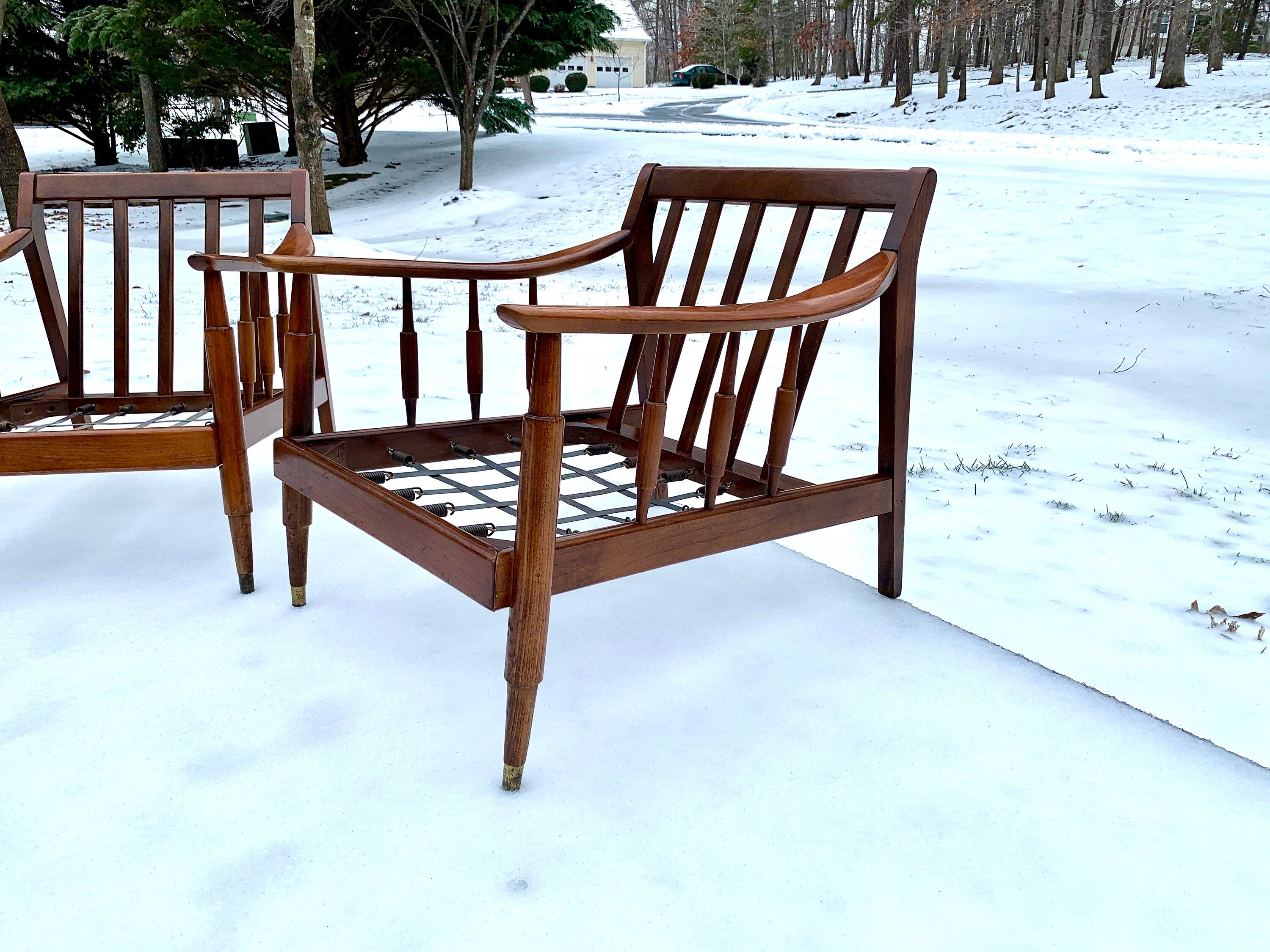 Mid Century Modern Lounge Chairs | Danish Modern Chairs | MCM Lounge Chairs | Walnut Arm Chairs | MCM Armchairs