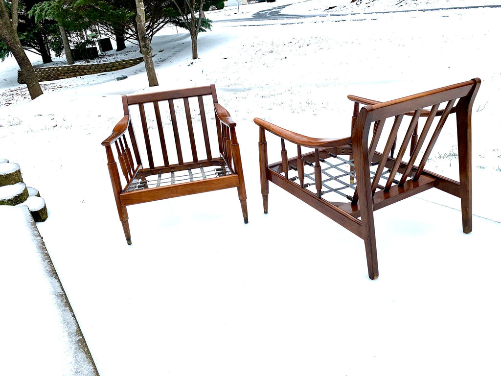 Mid Century Modern Lounge Chairs | Danish Modern Chairs | MCM Lounge Chairs | Walnut Arm Chairs | MCM Armchairs