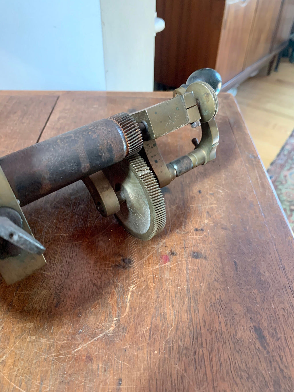 Vtg Solid Brass Jeweler Lather | Brass Watchmakers Lather | Brass Jewelry Bench Lathe | Jeweler's Mandrel Lathe | Tabletop Brass Lathe
