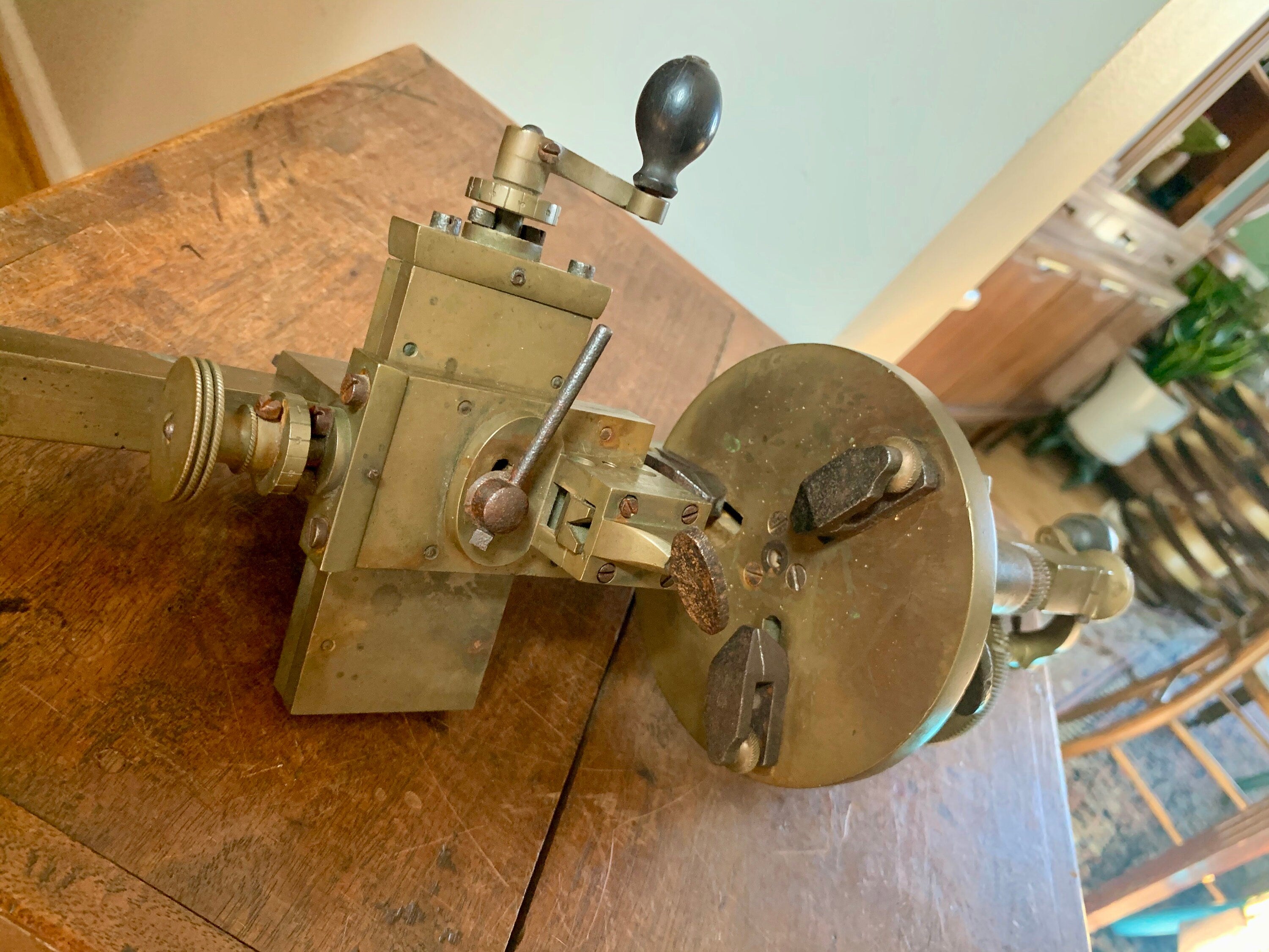 Vtg Solid Brass Jeweler Lather | Brass Watchmakers Lather | Brass Jewelry Bench Lathe | Jeweler's Mandrel Lathe | Tabletop Brass Lathe