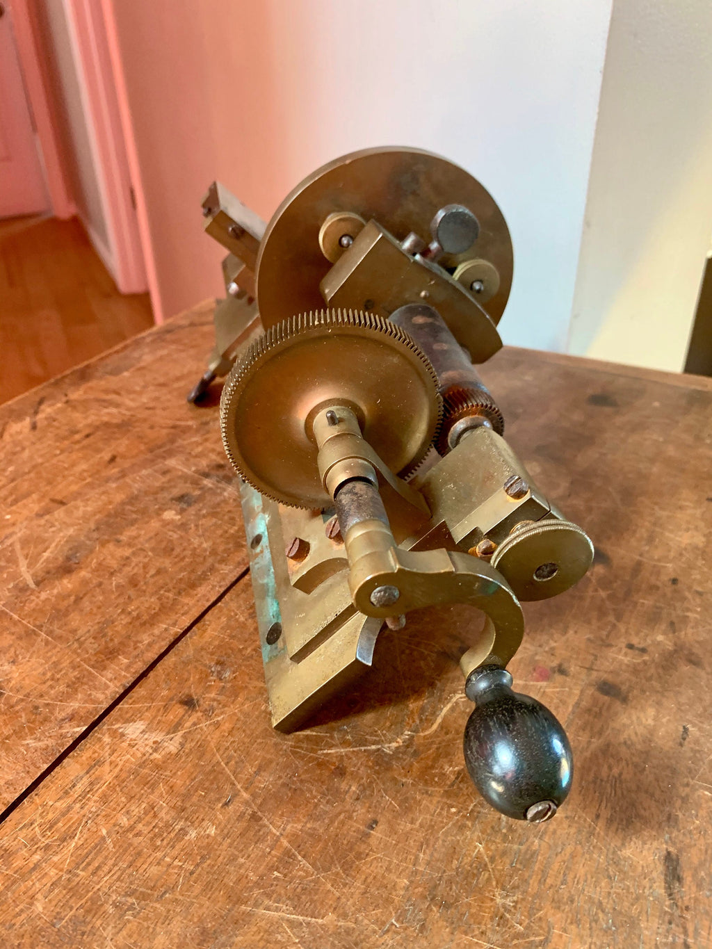 Vtg Solid Brass Jeweler Lather | Brass Watchmakers Lather | Brass Jewelry Bench Lathe | Jeweler's Mandrel Lathe | Tabletop Brass Lathe
