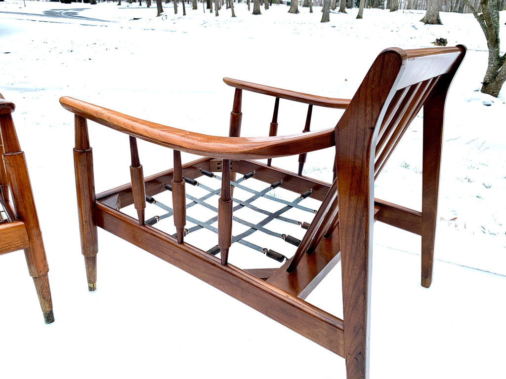 Mid Century Modern Lounge Chairs | Danish Modern Chairs | MCM Lounge Chairs | Walnut Arm Chairs | MCM Armchairs