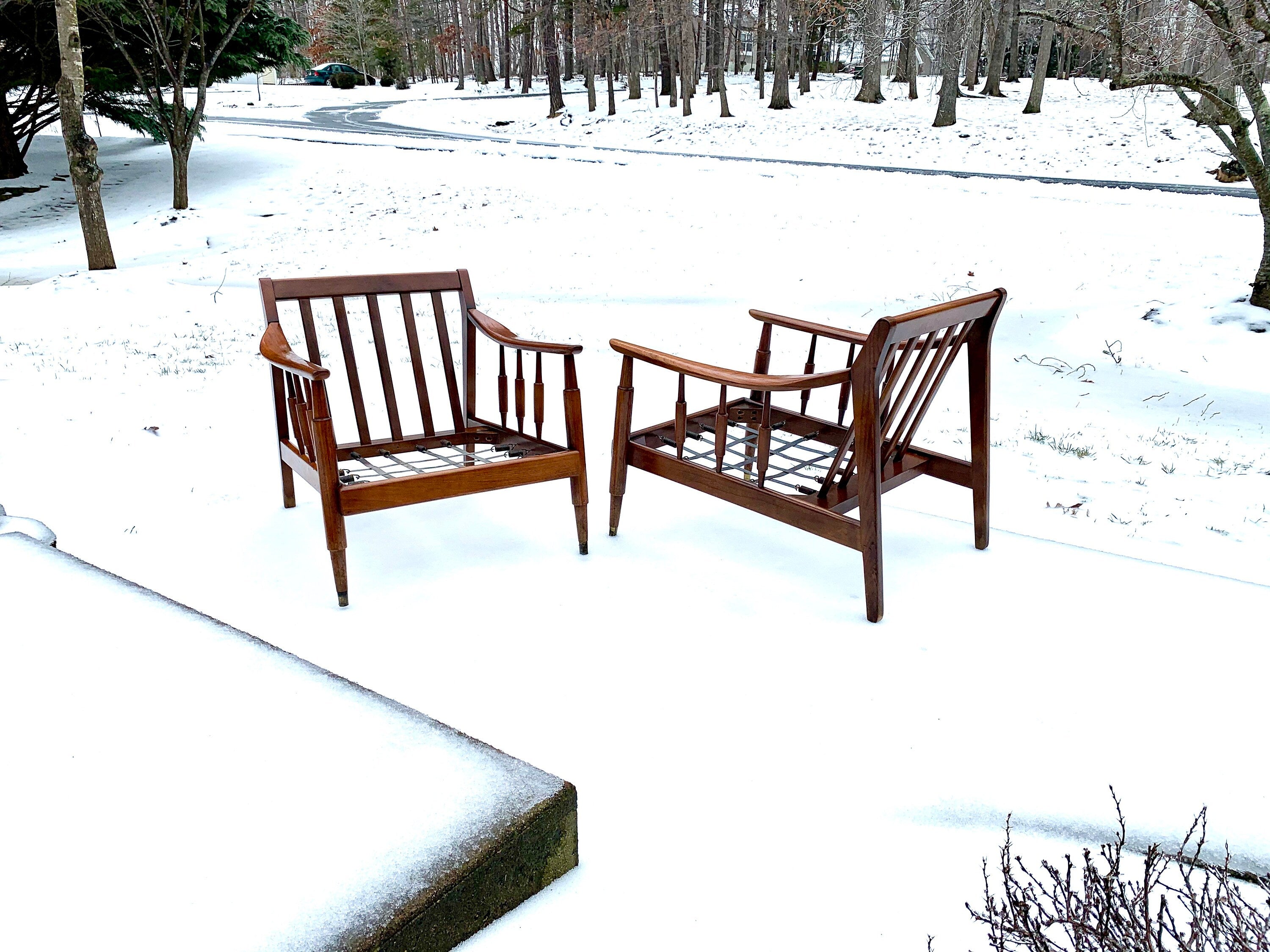 Mid Century Modern Lounge Chairs | Danish Modern Chairs | MCM Lounge Chairs | Walnut Arm Chairs | MCM Armchairs