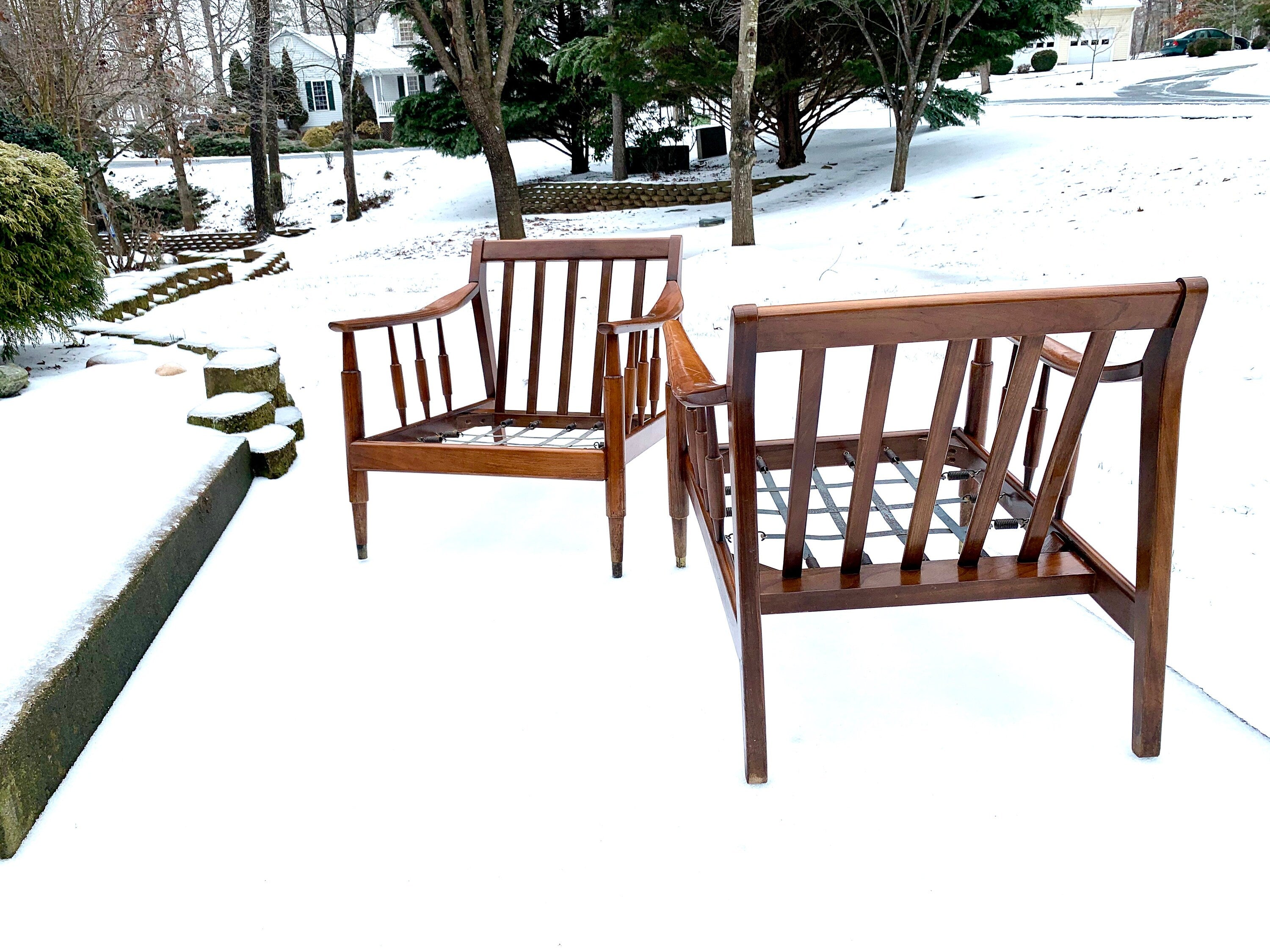 Mid Century Modern Lounge Chairs | Danish Modern Chairs | MCM Lounge Chairs | Walnut Arm Chairs | MCM Armchairs