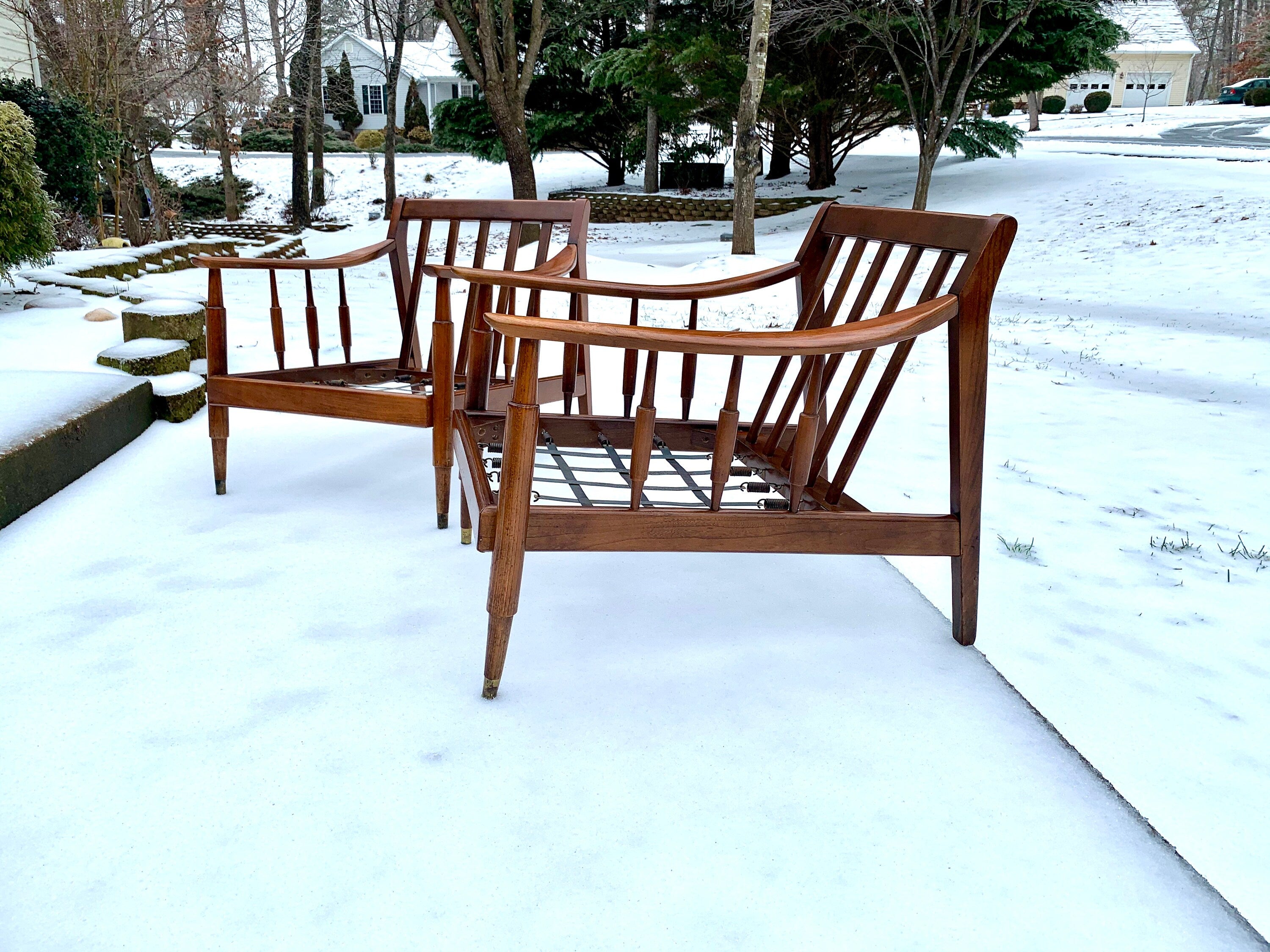 Mid Century Modern Lounge Chairs | Danish Modern Chairs | MCM Lounge Chairs | Walnut Arm Chairs | MCM Armchairs