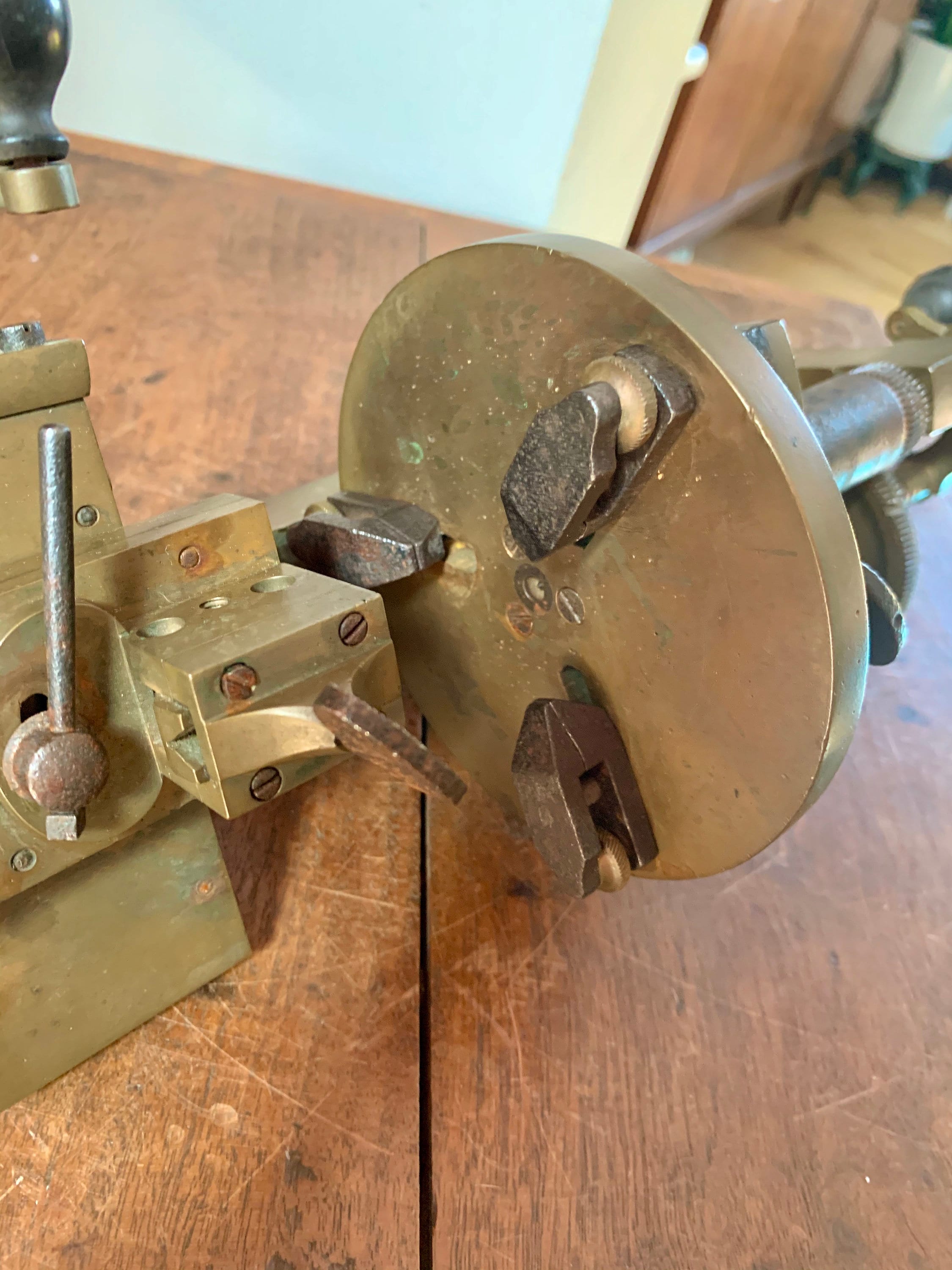 Vtg Solid Brass Jeweler Lather | Brass Watchmakers Lather | Brass Jewelry Bench Lathe | Jeweler's Mandrel Lathe | Tabletop Brass Lathe