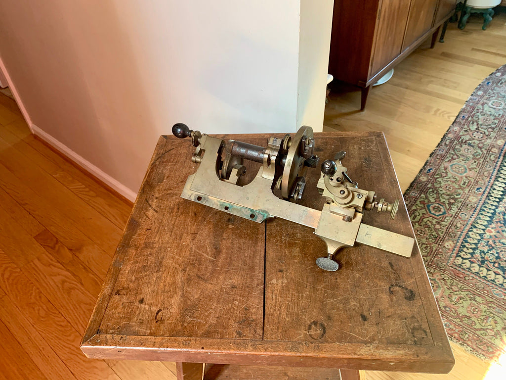 Vtg Solid Brass Jeweler Lather | Brass Watchmakers Lather | Brass Jewelry Bench Lathe | Jeweler's Mandrel Lathe | Tabletop Brass Lathe
