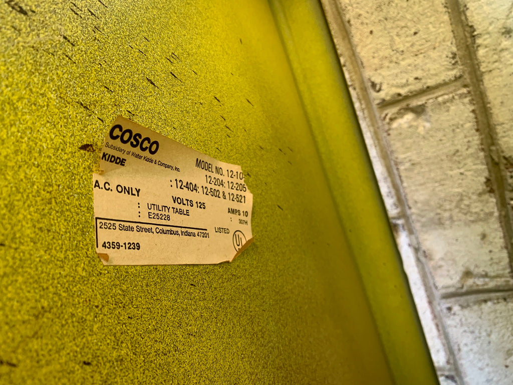 Yellow Cosco Bar Cart | MCM Metal Bar Cart | Vintage 3 Tier Bar Cart | Utility Cart | Rolling Bar Cart with Electrical Outlets