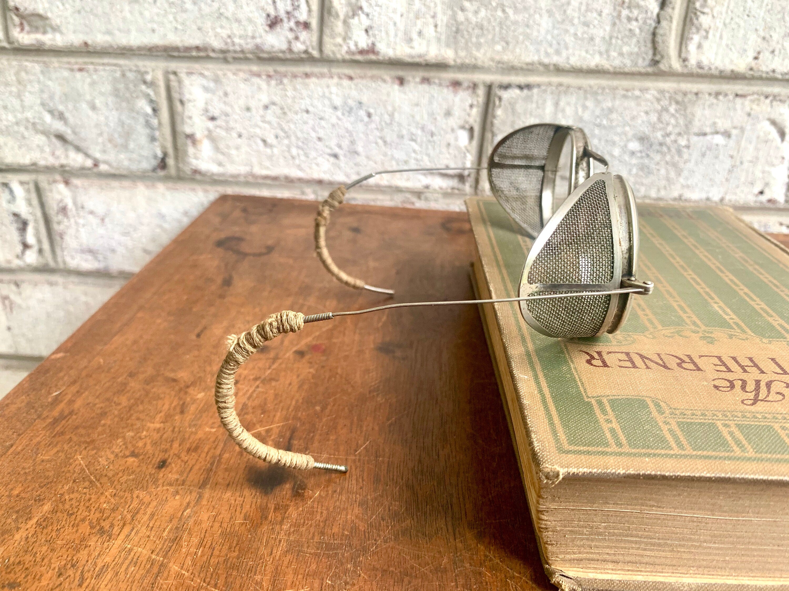 1940's Wire Rim Safety Glasses | Steampunk Eyewear | Vtg Factory Glasses | Vtg Riding Glasses