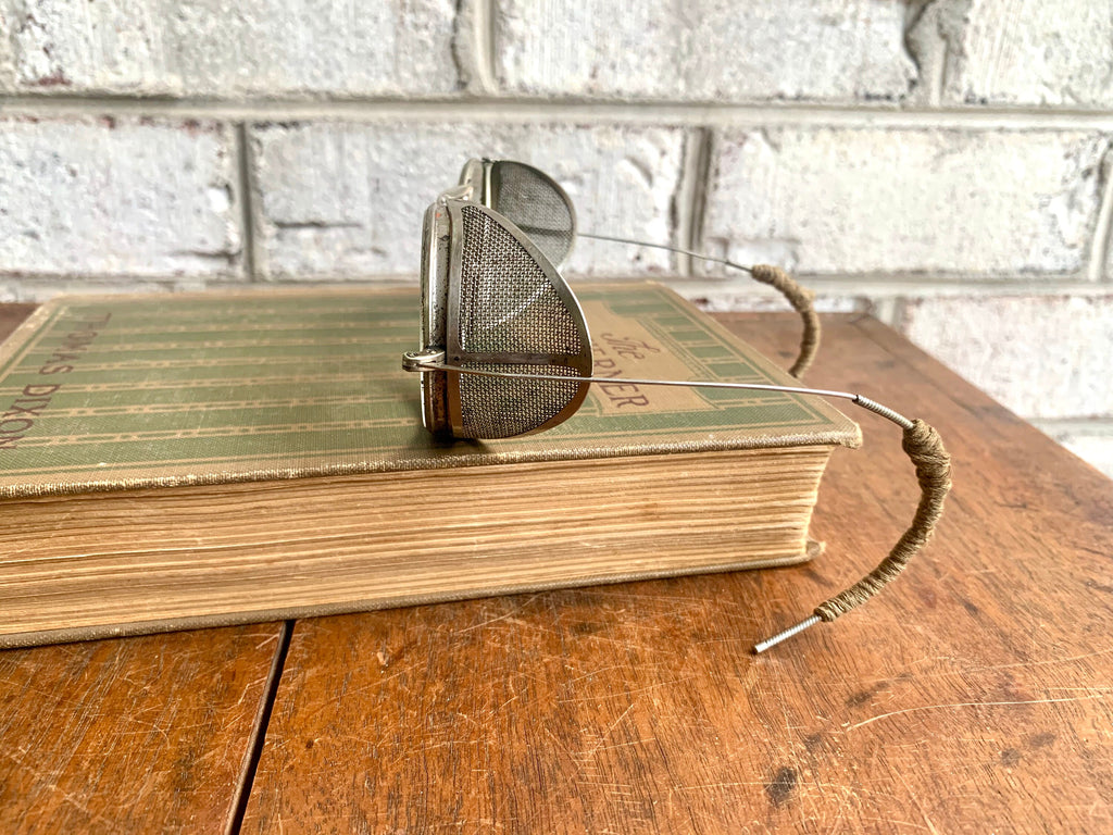 1940's Wire Rim Safety Glasses | Steampunk Eyewear | Vtg Factory Glasses | Vtg Riding Glasses