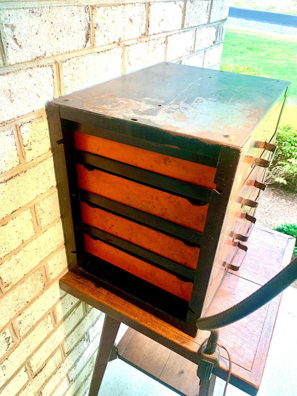 Vintage Dorman Products Parts Bin | Heavy Duty 4 Drawer Parts Bin | Industrial Advertisement Parts Cabinet | Automotive Parts Cabinet