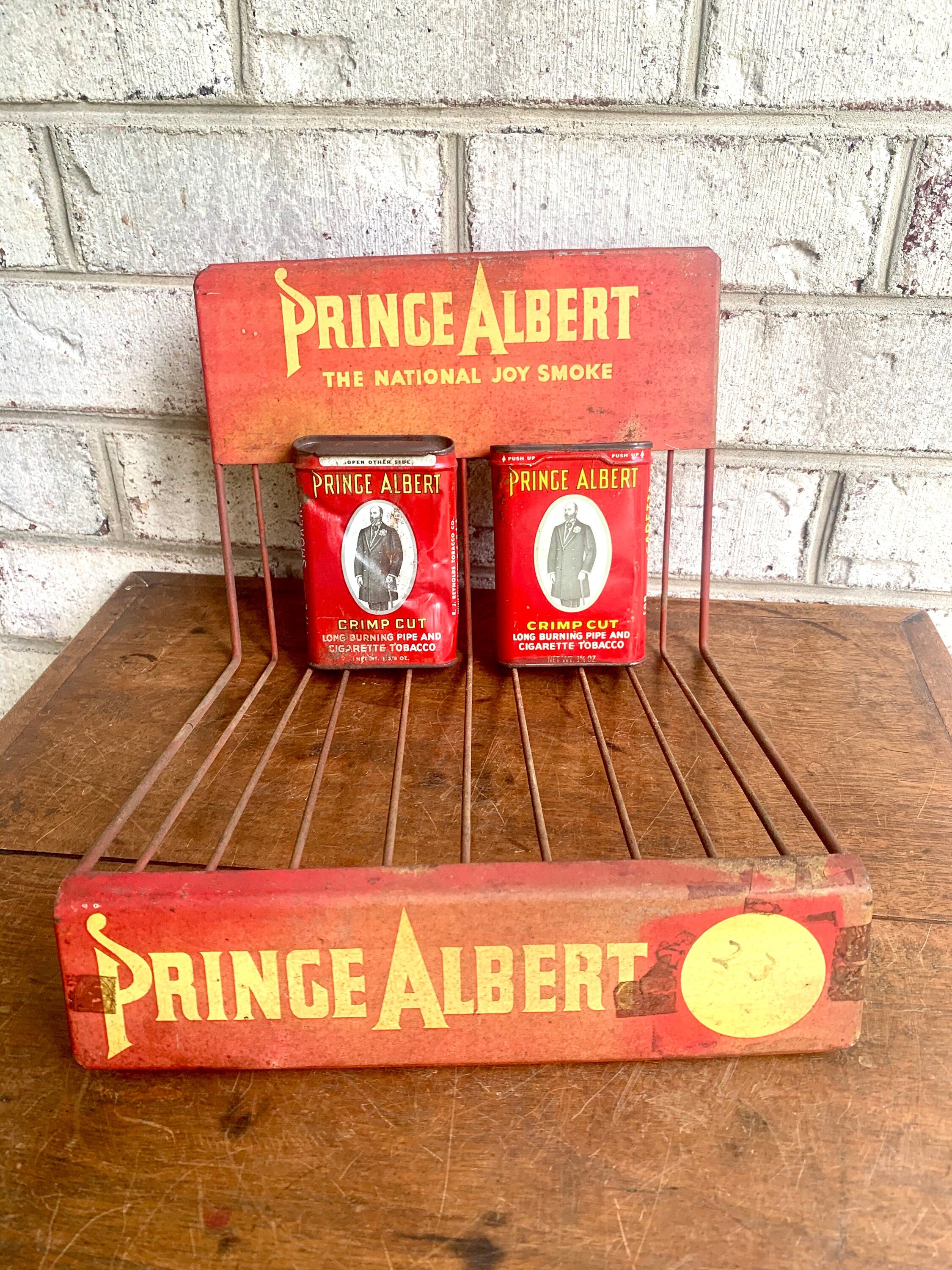 Vtg Prince Albert Tobacco Display| Prince Albert Cigarette Tobacco Can Display |Wire Store Counter Stand for Prince Albert Tobacco Cans