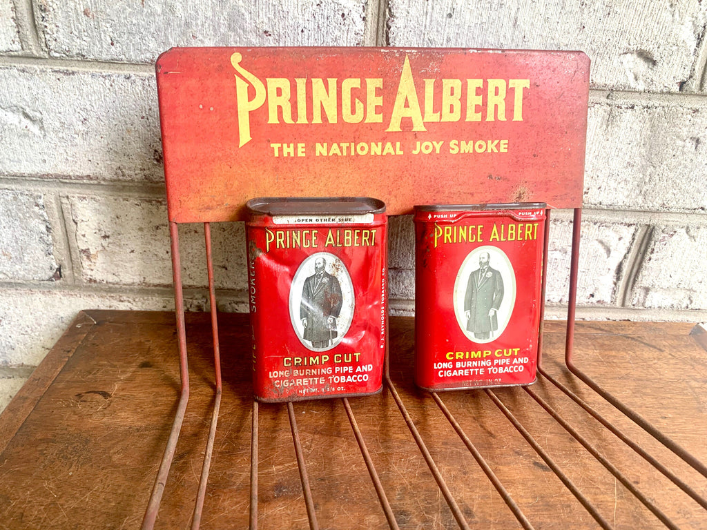 Vtg Prince Albert Tobacco Display| Prince Albert Cigarette Tobacco Can Display |Wire Store Counter Stand for Prince Albert Tobacco Cans