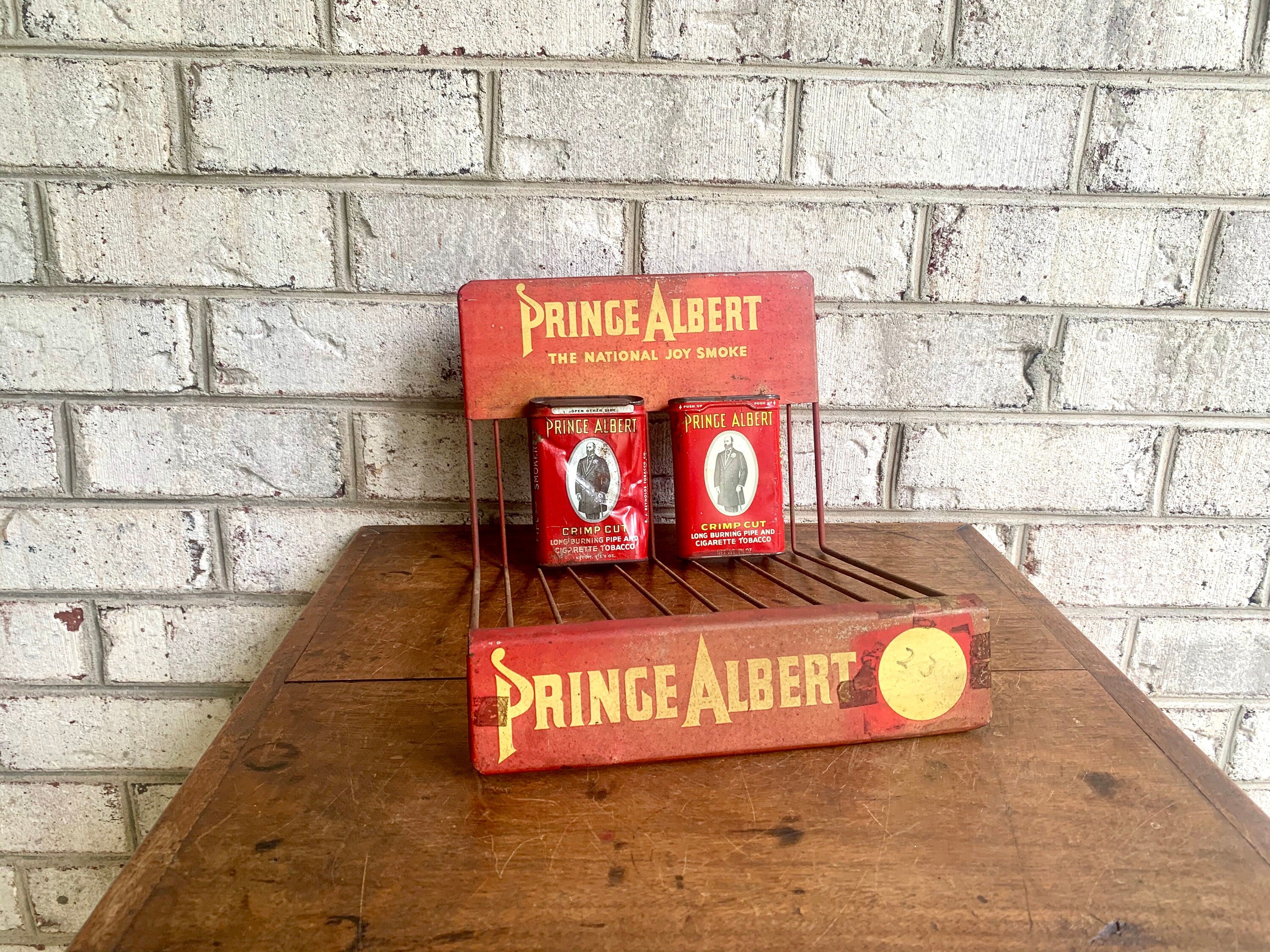 Vtg Prince Albert Tobacco Display| Prince Albert Cigarette Tobacco Can Display |Wire Store Counter Stand for Prince Albert Tobacco Cans