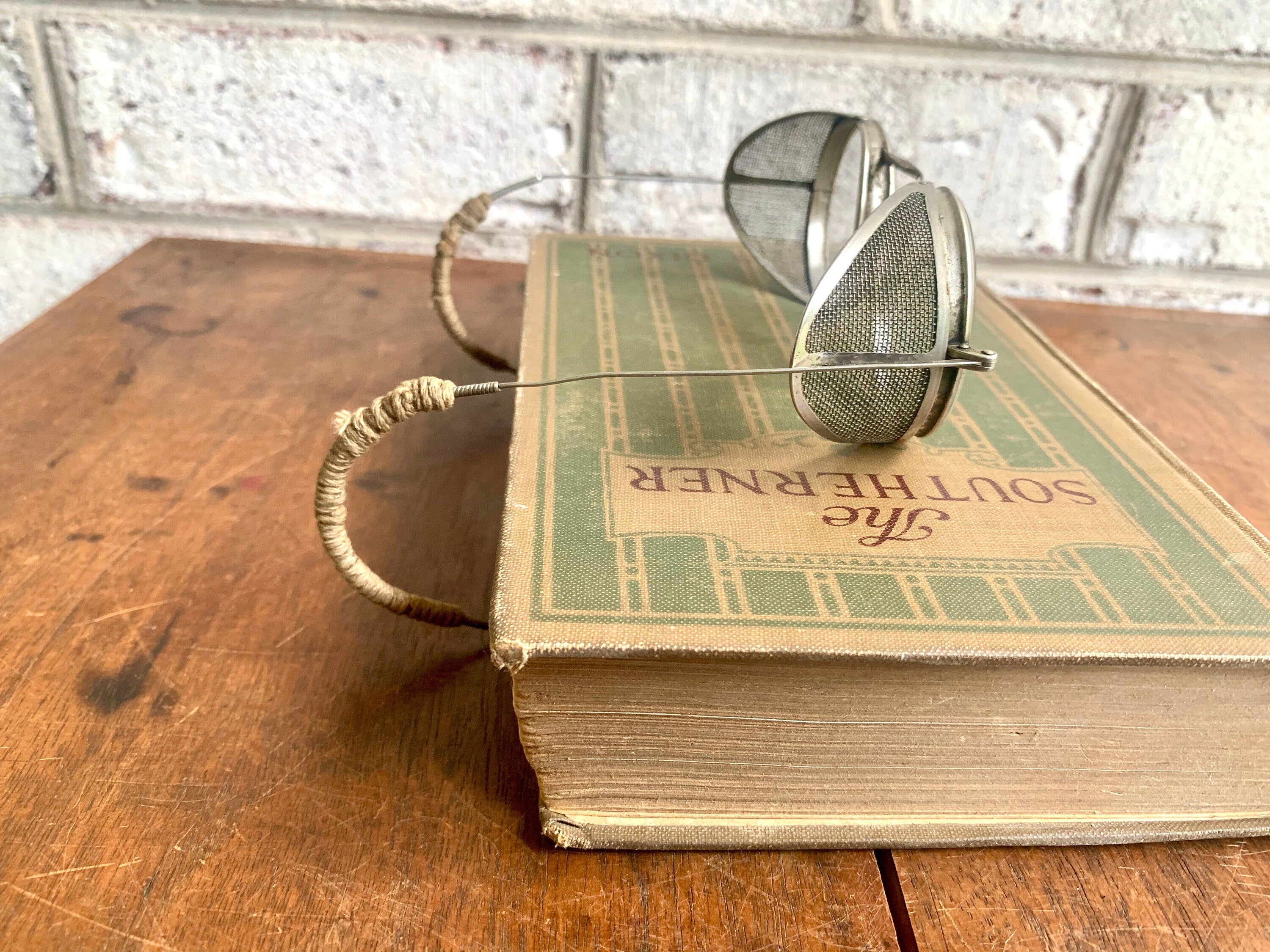 1940's Wire Rim Safety Glasses | Steampunk Eyewear | Vtg Factory Glasses | Vtg Riding Glasses