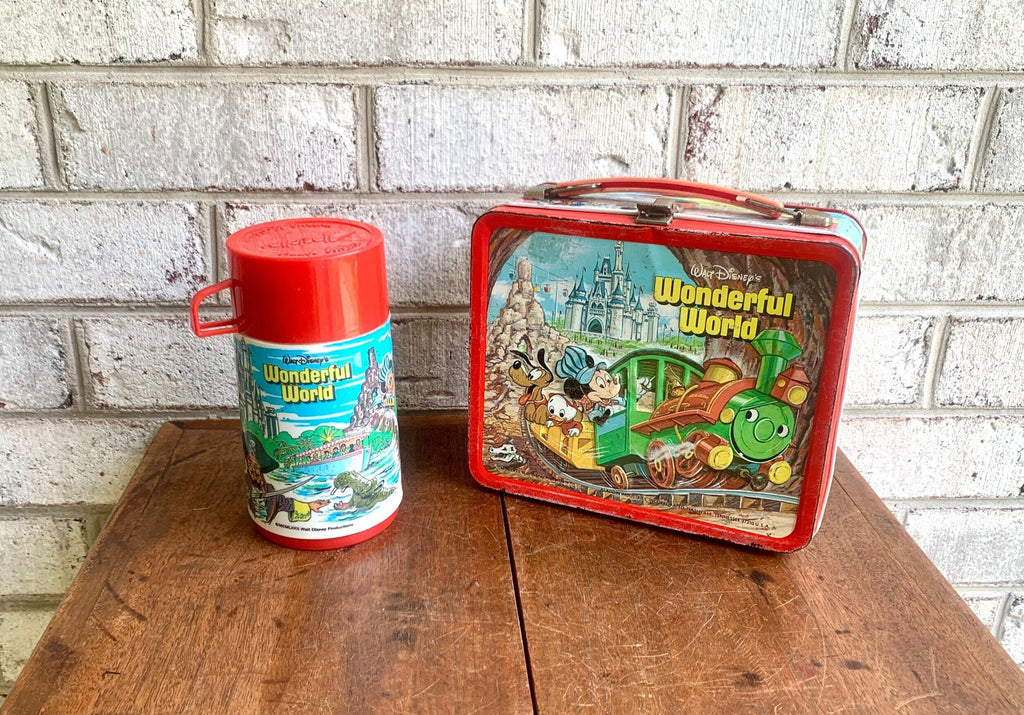 Vtg Walt Disney's Wonderful World Lunchbox And Thermos | Walt Disney's World On Ice Lunchbox | Kids Metal Lunch Box