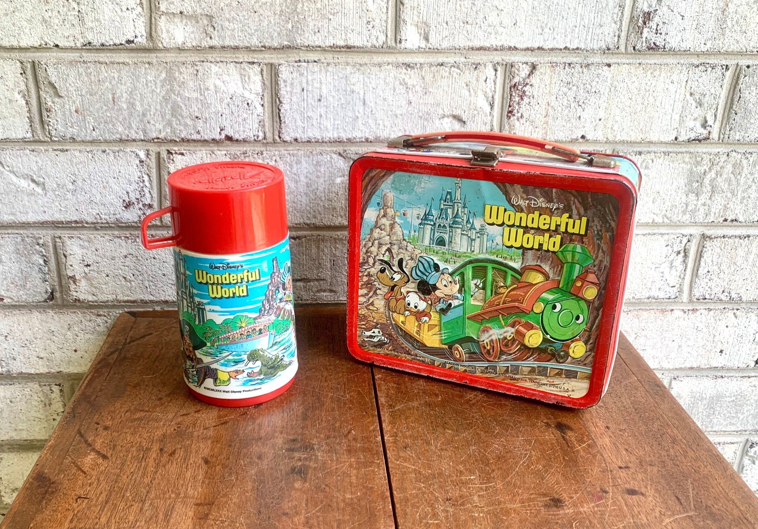 Vtg Walt Disney's Wonderful World Lunchbox And Thermos | Walt Disney's World On Ice Lunchbox | Kids Metal Lunch Box