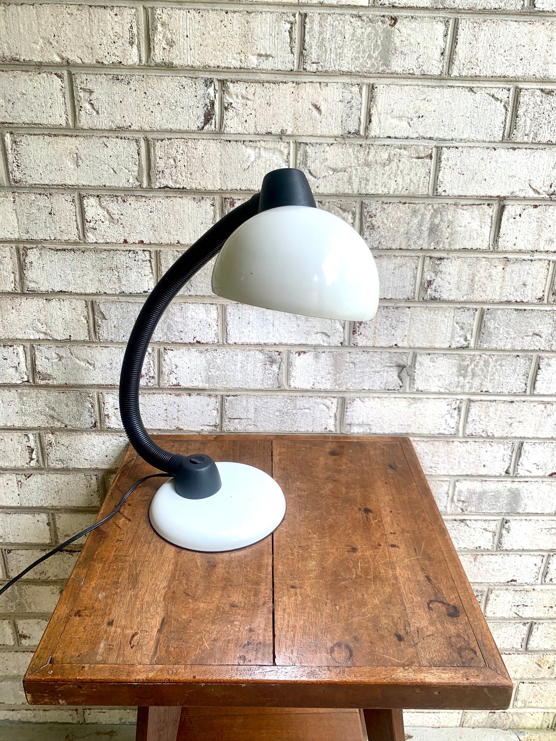 VIntage MCM Gooseneck Lamp | Mid Century Modern White Drafting Lamp | White Desk Lamp | Rustic MCM Gooseneck Lamp