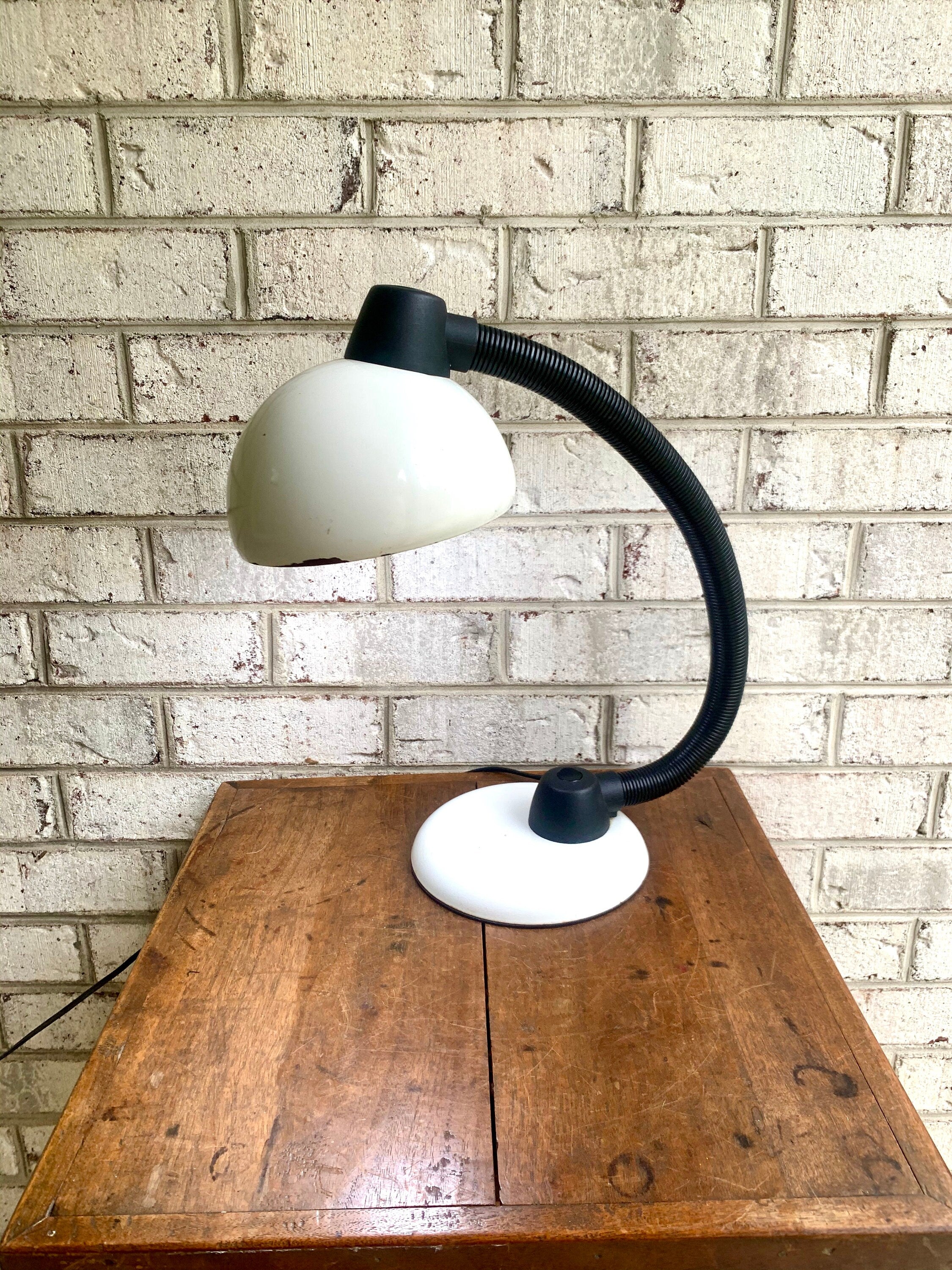 VIntage MCM Gooseneck Lamp | Mid Century Modern White Drafting Lamp | White Desk Lamp | Rustic MCM Gooseneck Lamp