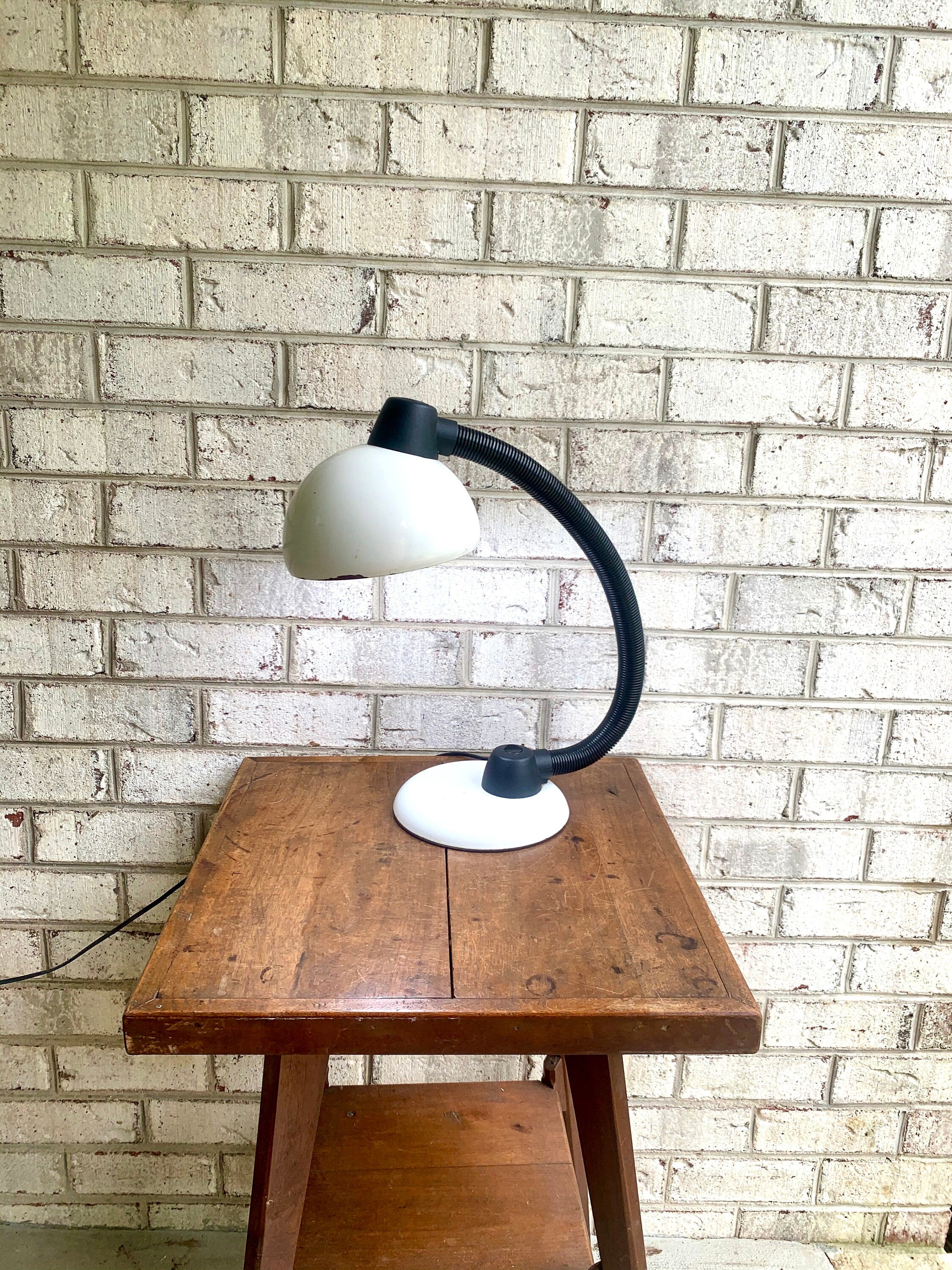 VIntage MCM Gooseneck Lamp | Mid Century Modern White Drafting Lamp | White Desk Lamp | Rustic MCM Gooseneck Lamp