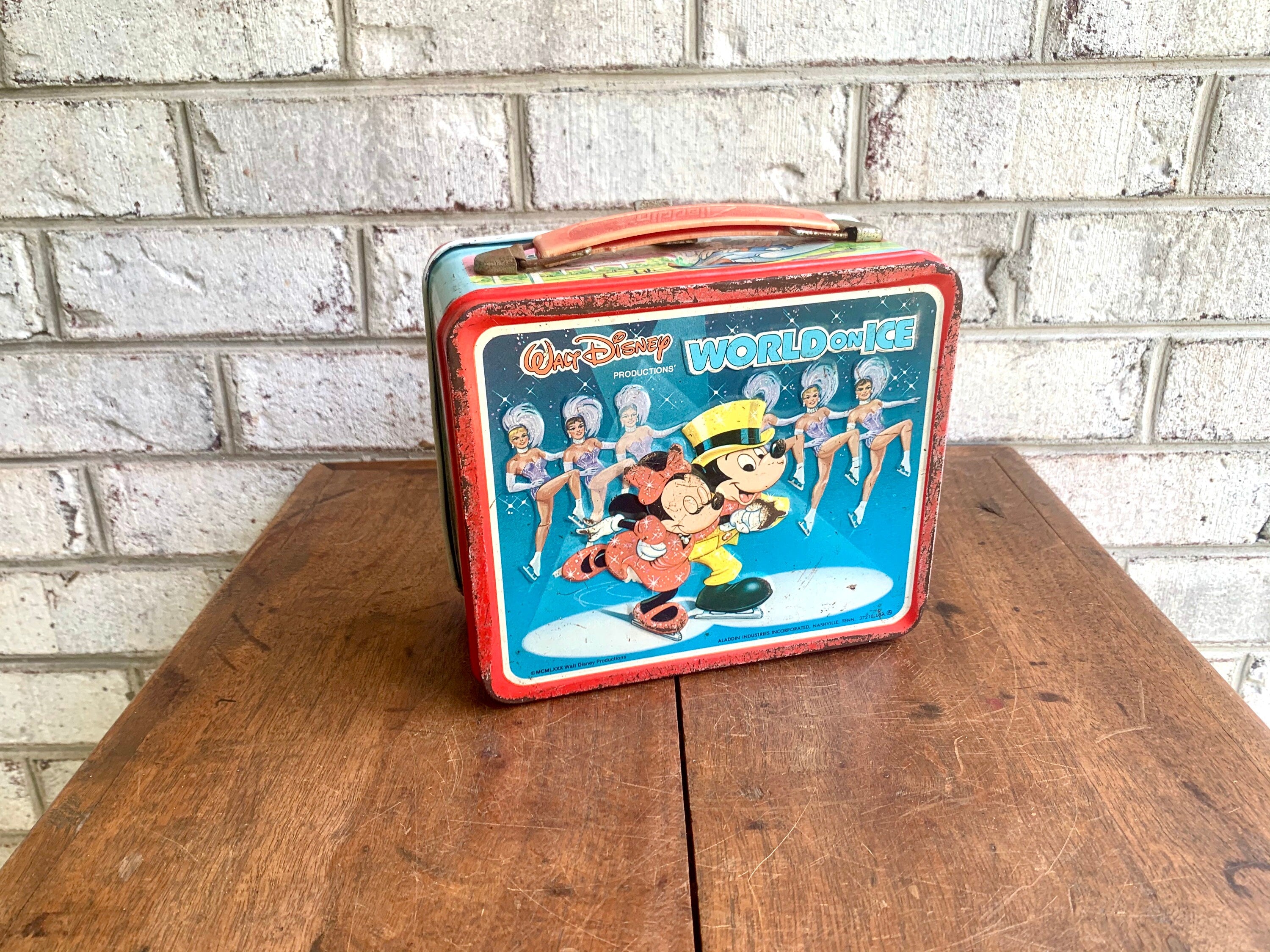 Vtg Walt Disney's Wonderful World Lunchbox And Thermos | Walt Disney's World On Ice Lunchbox | Kids Metal Lunch Box