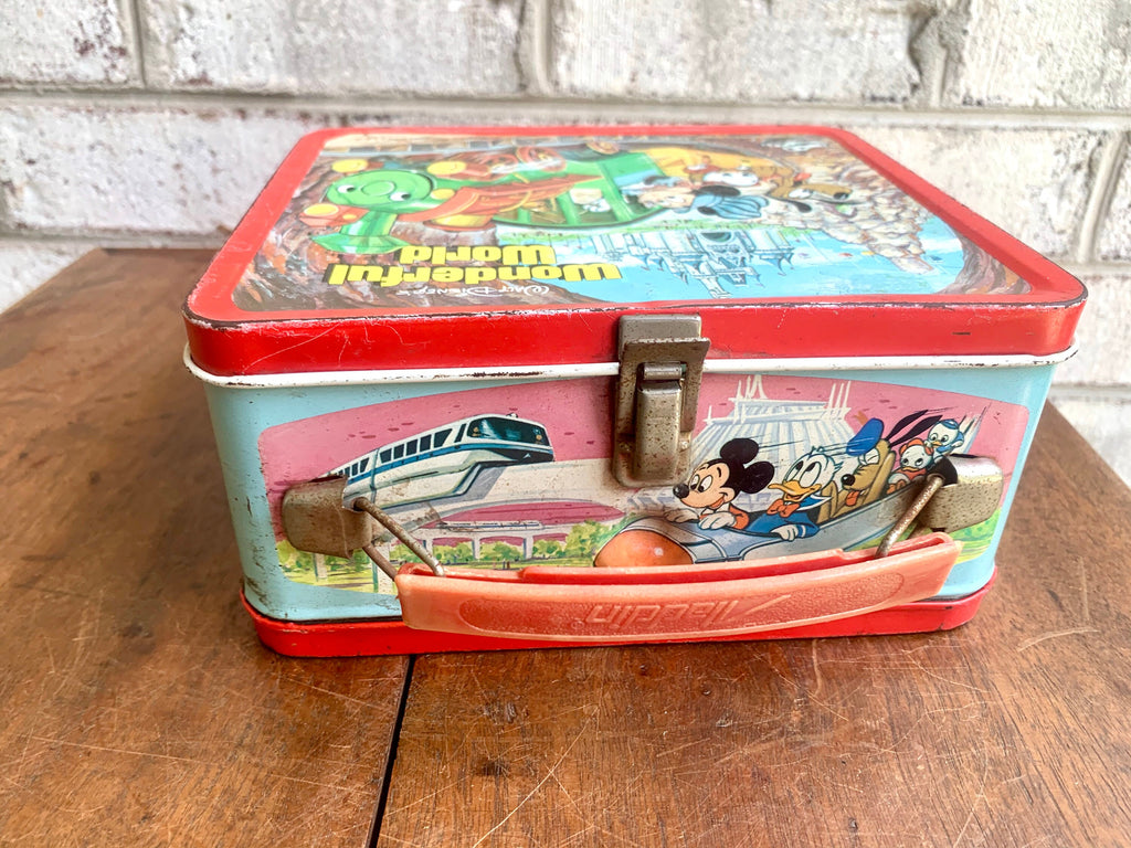 Vtg Walt Disney's Wonderful World Lunchbox And Thermos | Walt Disney's World On Ice Lunchbox | Kids Metal Lunch Box