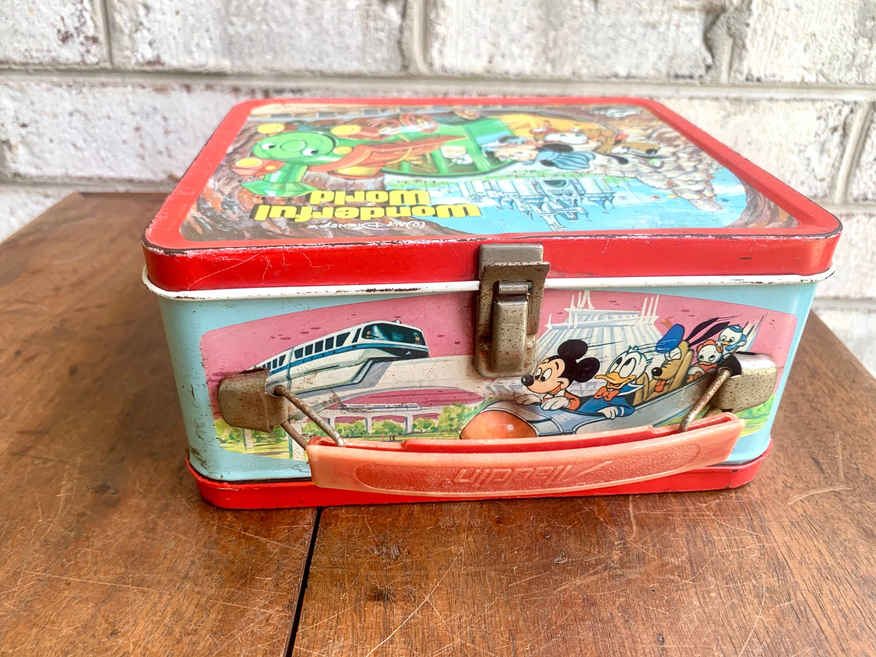 Vtg Walt Disney's Wonderful World Lunchbox And Thermos | Walt Disney's World On Ice Lunchbox | Kids Metal Lunch Box