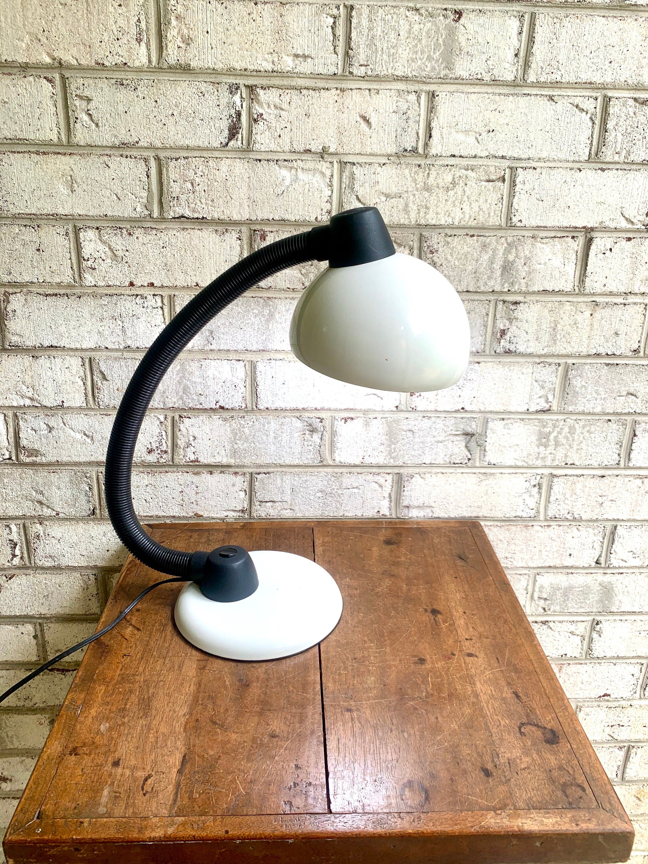VIntage MCM Gooseneck Lamp | Mid Century Modern White Drafting Lamp | White Desk Lamp | Rustic MCM Gooseneck Lamp