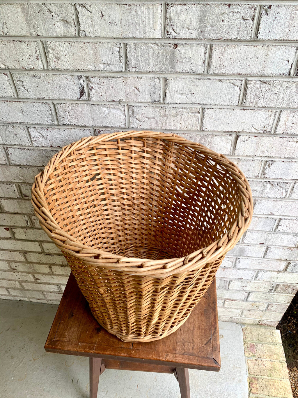Large Natural Blonde Wicker Basket | Rustic Wicker Storage | Vintage Woven Wicker Basket | Wicker Hamper | Storage Basket | Rattan Basket