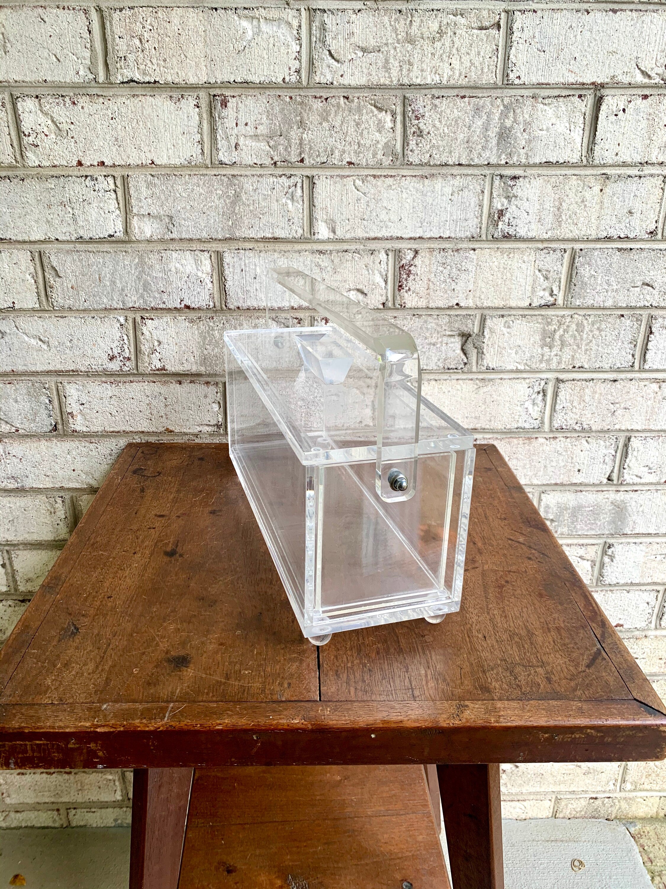 Vtg Lucite Ice Bucket | Mid Century Modern Ice Bucket | MCM Lucite Ice Bucket | MCM Lucite Ice Box with Handle