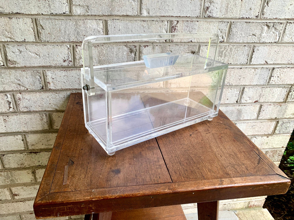 Vtg Lucite Ice Bucket | Mid Century Modern Ice Bucket | MCM Lucite Ice Bucket | MCM Lucite Ice Box with Handle