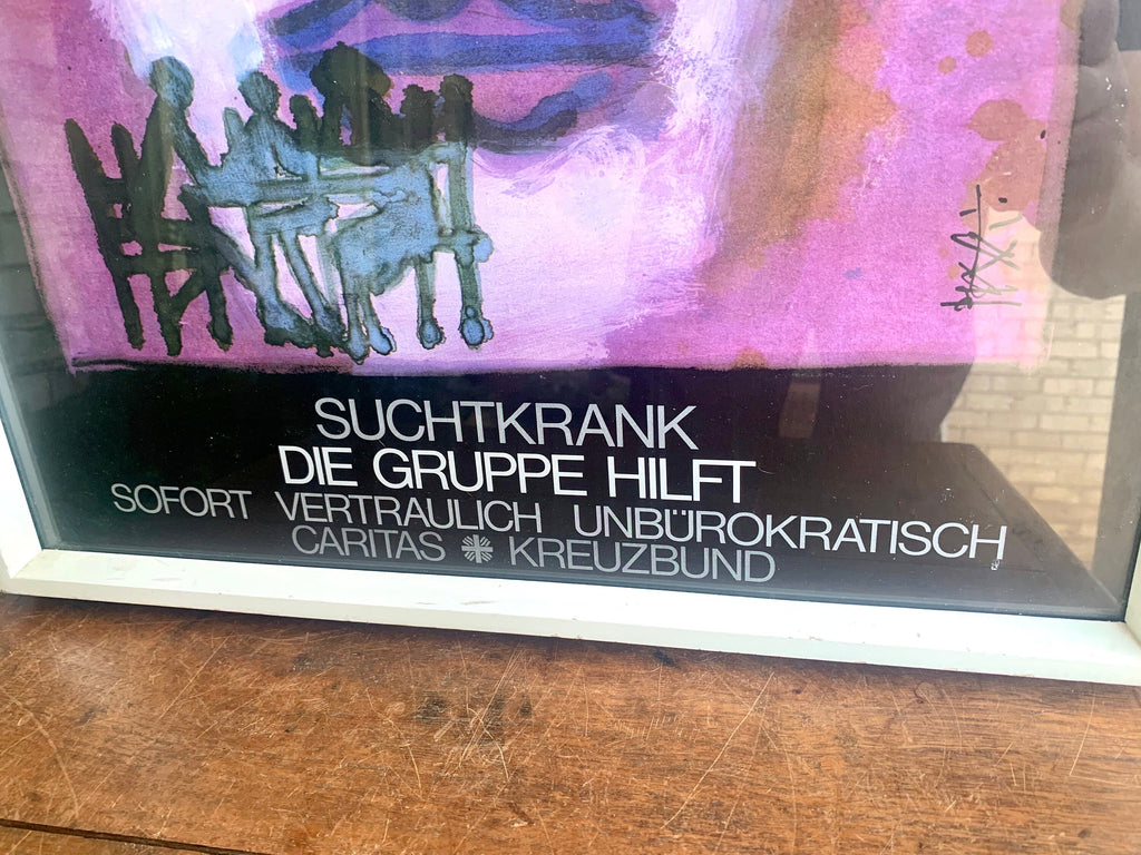 German Addiction Group Lithograph | Vintage Addiction Group Poster in German | German Lithograph | Addict Group Help Lithograph