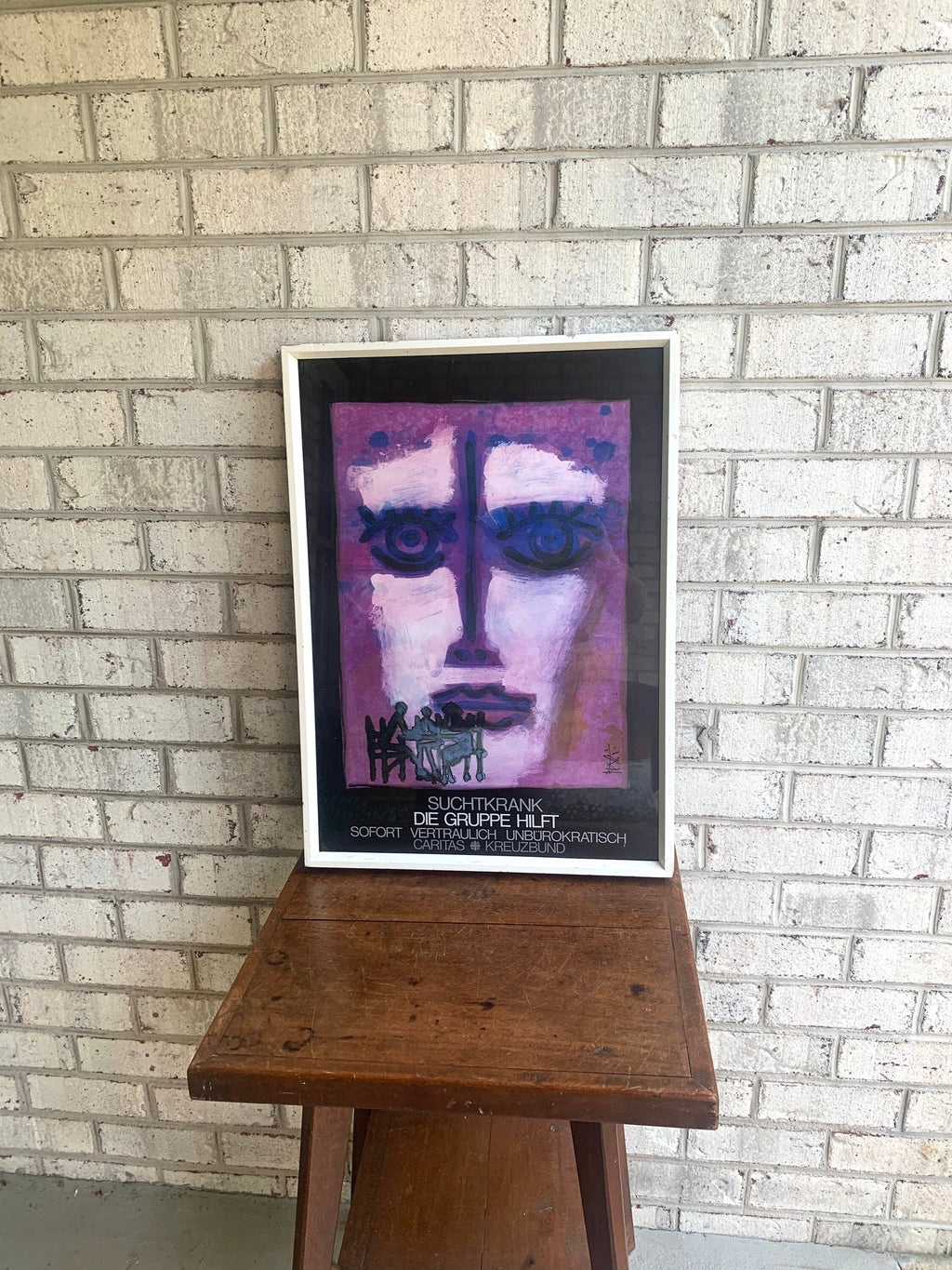 German Addiction Group Lithograph | Vintage Addiction Group Poster in German | German Lithograph | Addict Group Help Lithograph