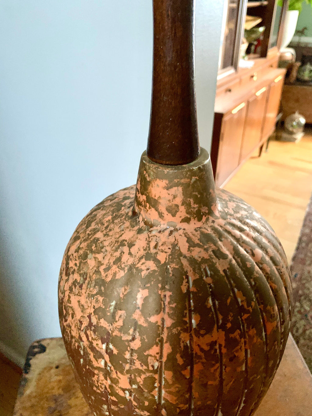 MCM Ceramic Lamp | Tall MCM Table Lamp | Rustic Color MCM Lamp