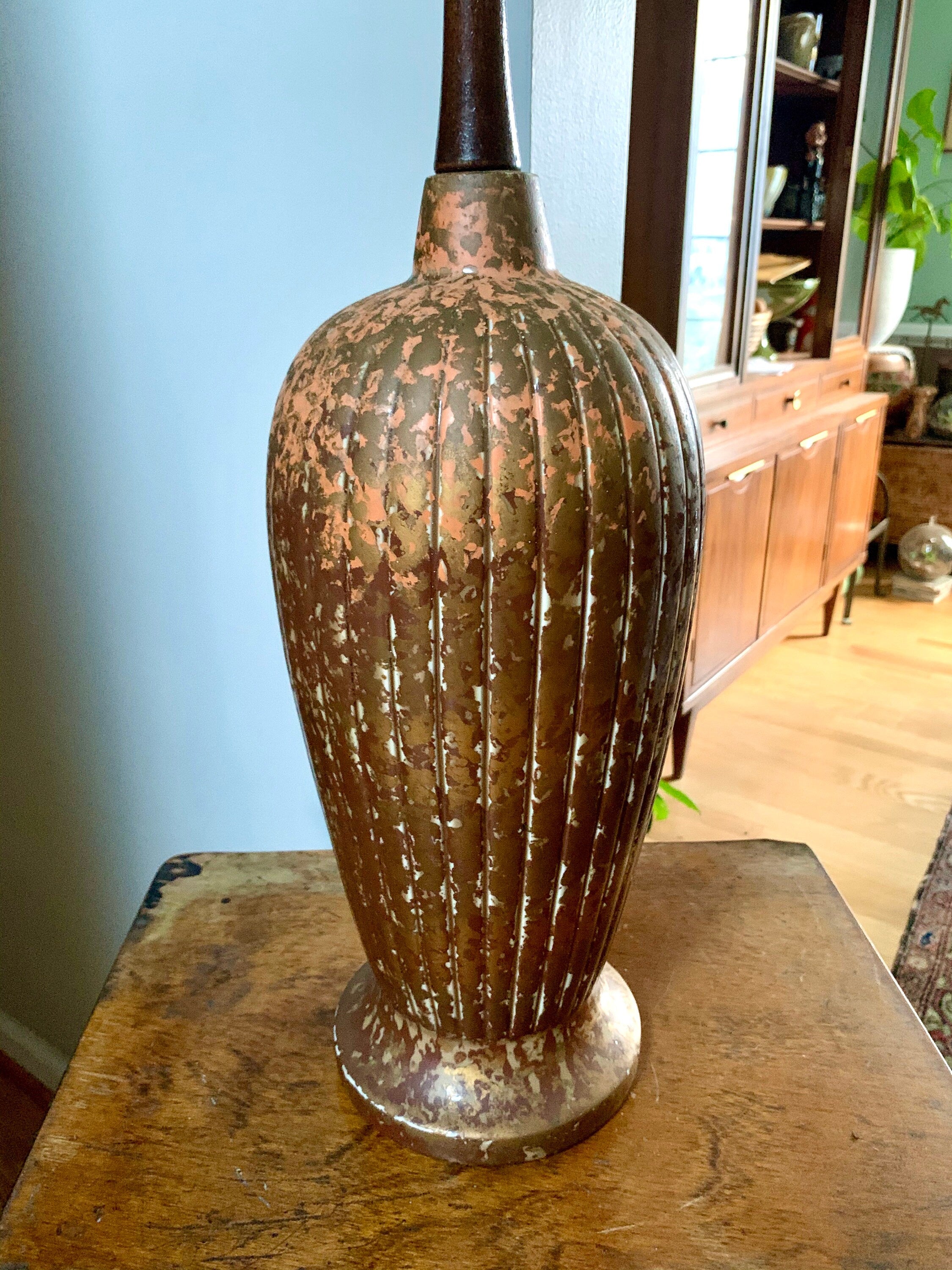 MCM Ceramic Lamp | Tall MCM Table Lamp | Rustic Color MCM Lamp
