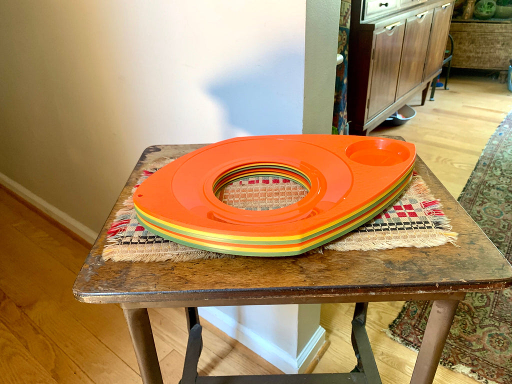 6 Vintage Wilpak Plastic Plate and Cup Holders | Plastic Plate and Drink Holders | Paper Plate Trays | Cookout Plate Trays