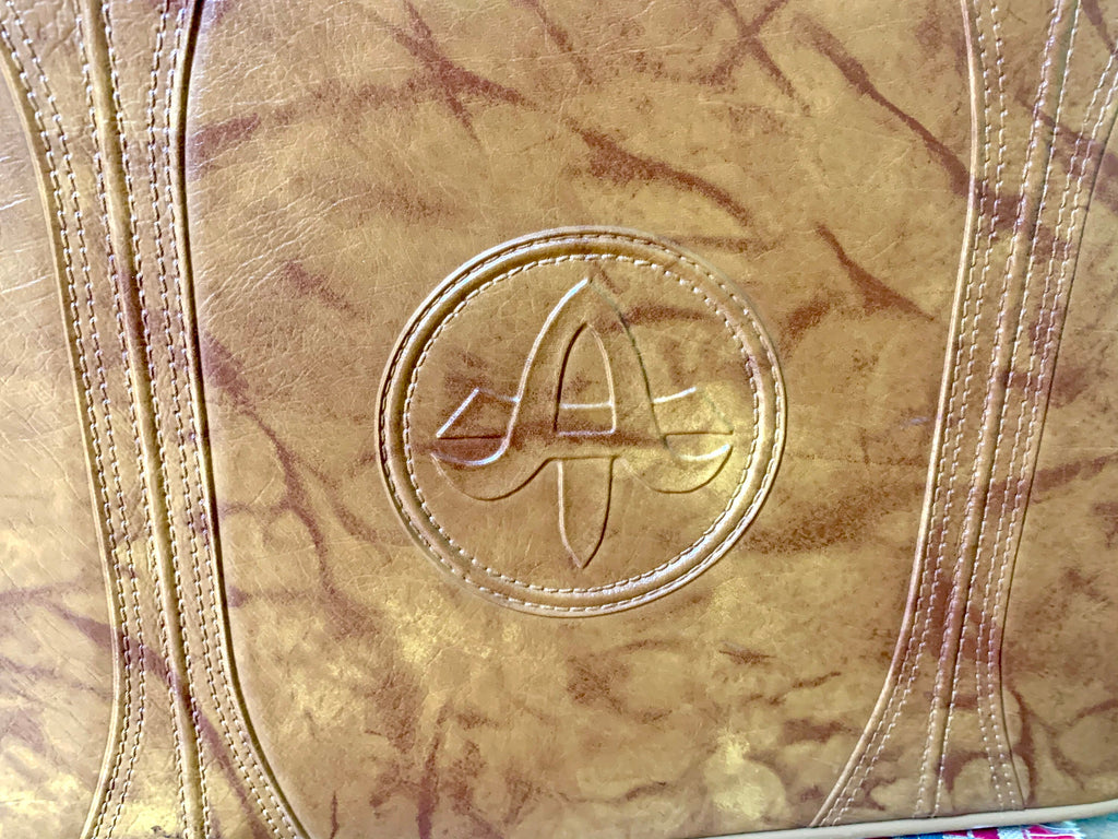 1970's American Tourister Weekender | American Tourister Suitcase | Brown Weekend Luggage Bag| Retro Brown Carry On| Brown Marble Vinyl Bag