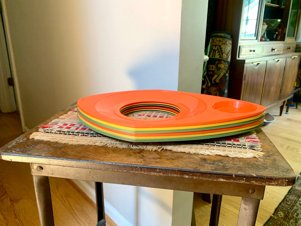 6 Vintage Wilpak Plastic Plate and Cup Holders | Plastic Plate and Drink Holders | Paper Plate Trays | Cookout Plate Trays