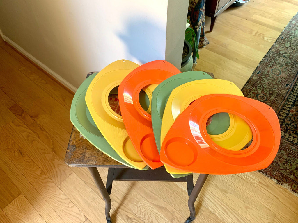 6 Vintage Wilpak Plastic Plate and Cup Holders | Plastic Plate and Drink Holders | Paper Plate Trays | Cookout Plate Trays