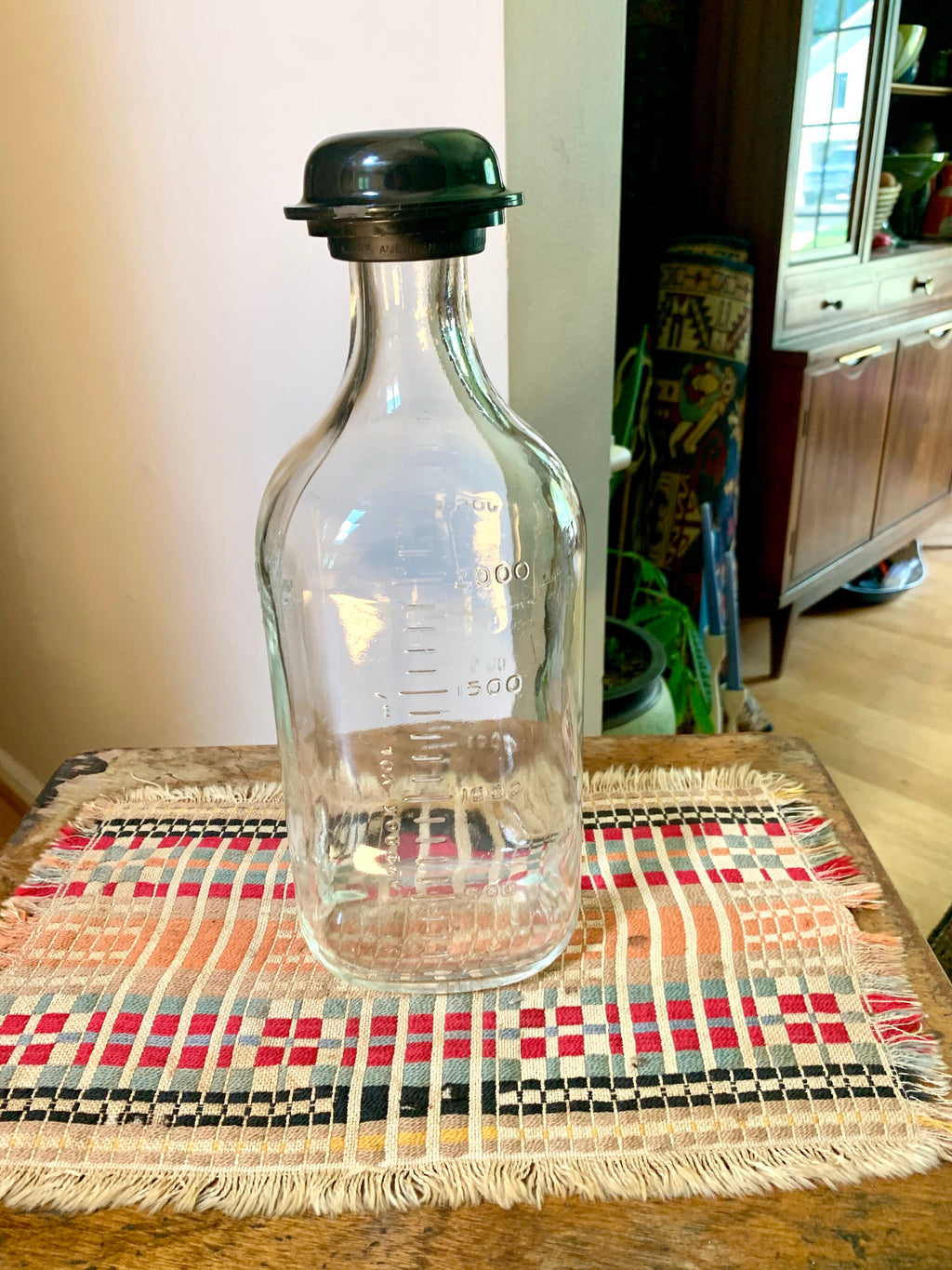Vtg ASPF American Square-Pak Flask | Large American Sterilizer Beaker | Pyrex 2000ml Borosilicate Lab Flask | Apothecary Graduated Bottle