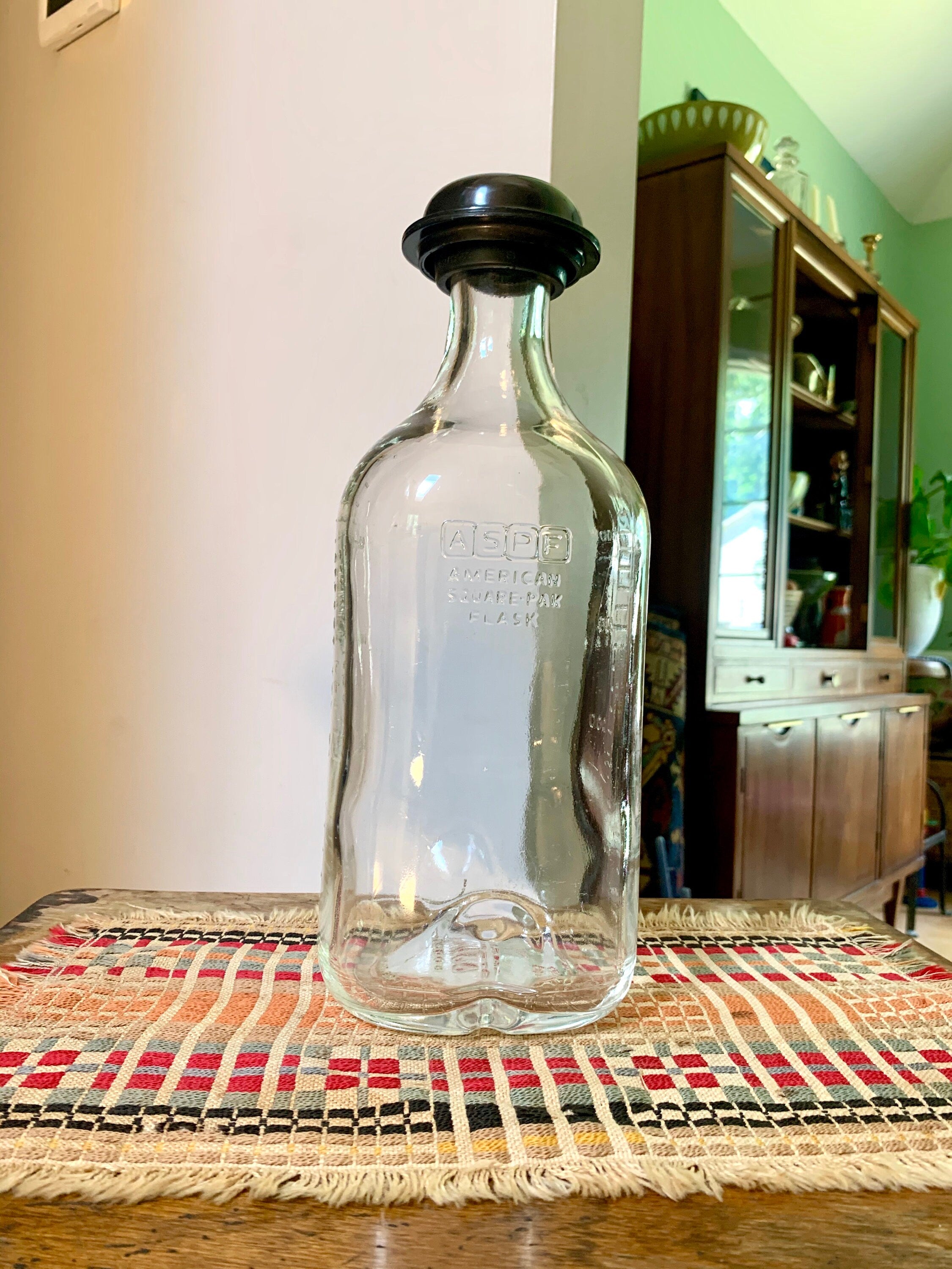 Vtg ASPF American Square-Pak Flask | Large American Sterilizer Beaker | Pyrex 2000ml Borosilicate Lab Flask | Apothecary Graduated Bottle