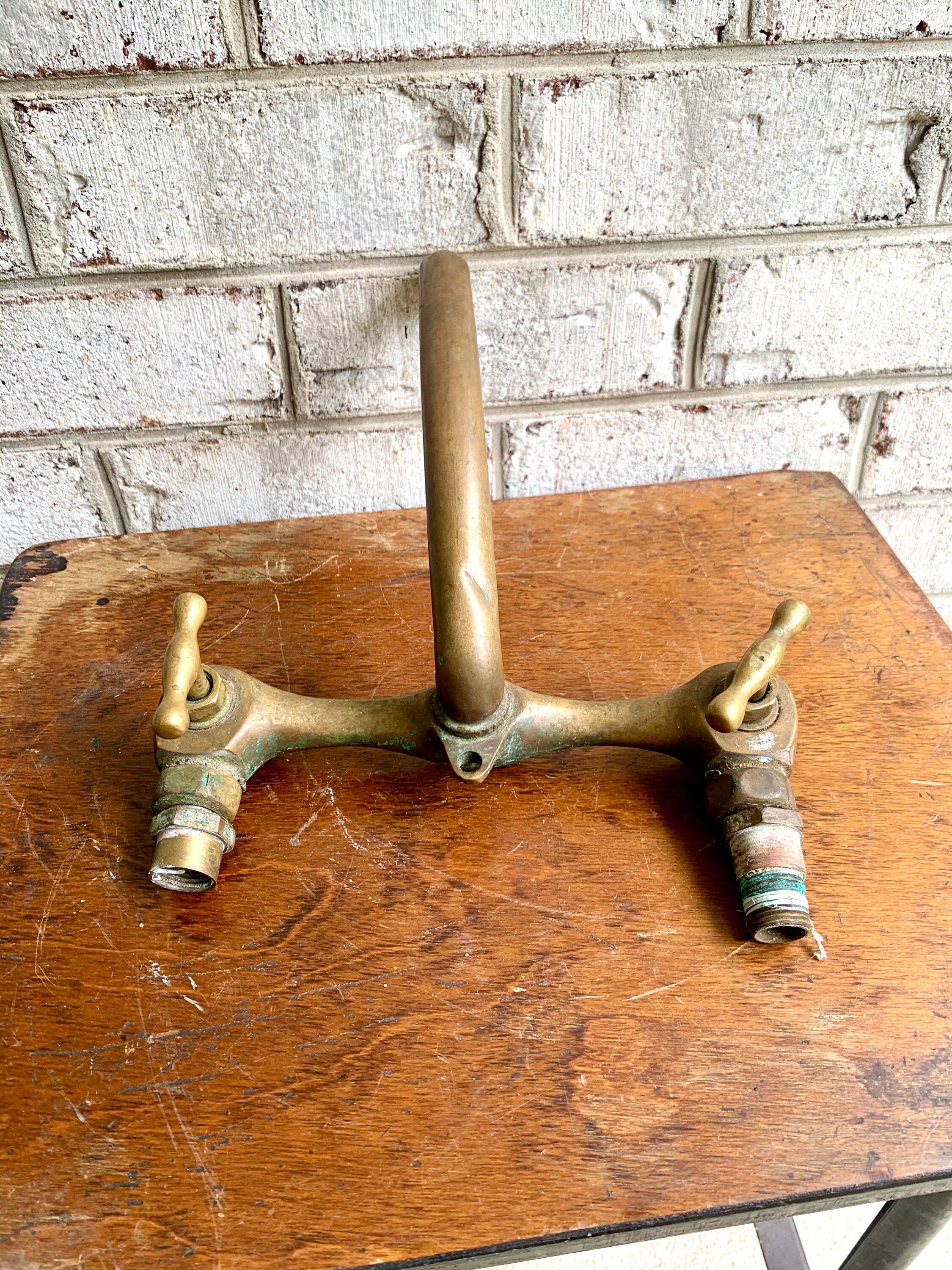 Vtg Solid Brass Faucet | Nautical Sink Faucet | Brass Boat Faucet | "When and If" Schooner | General Patton's Schooner Brass Faucet